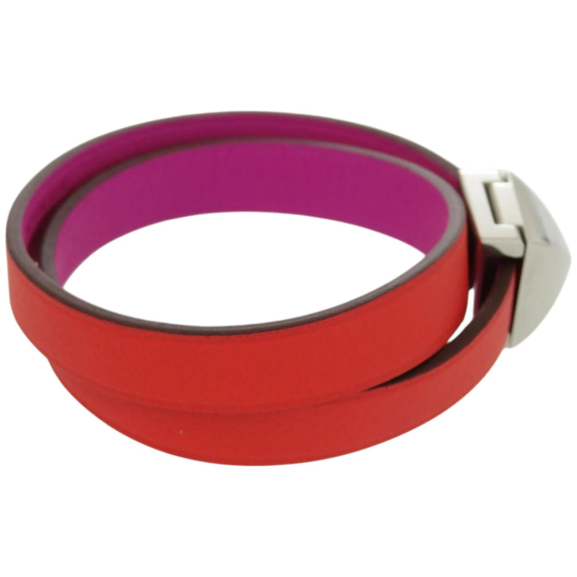 Medor Bracelet Leather and Metal Bicolor Orange Purple - Image 5