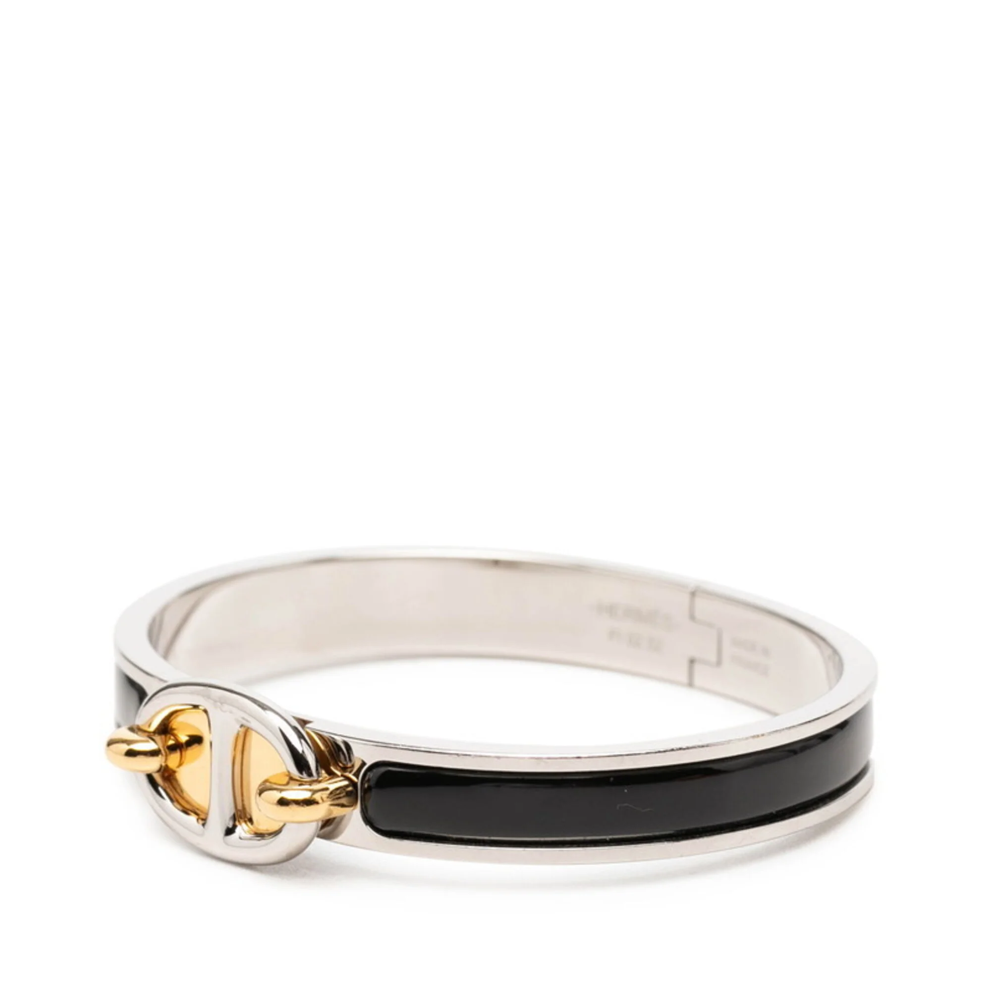 Mini Click Chaine d'Ancre Bracelet Sterling Silver and Black Enamel - Image 2