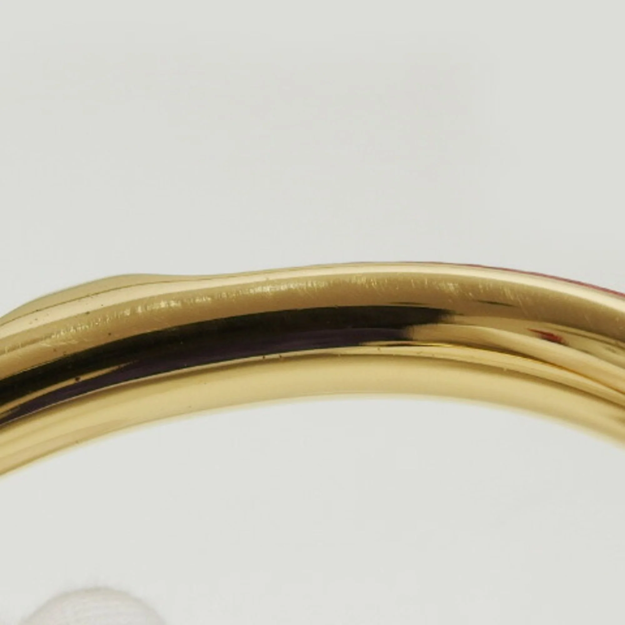 Oval Bangle Leather and Metal Gold Red Bracelet - Image 8