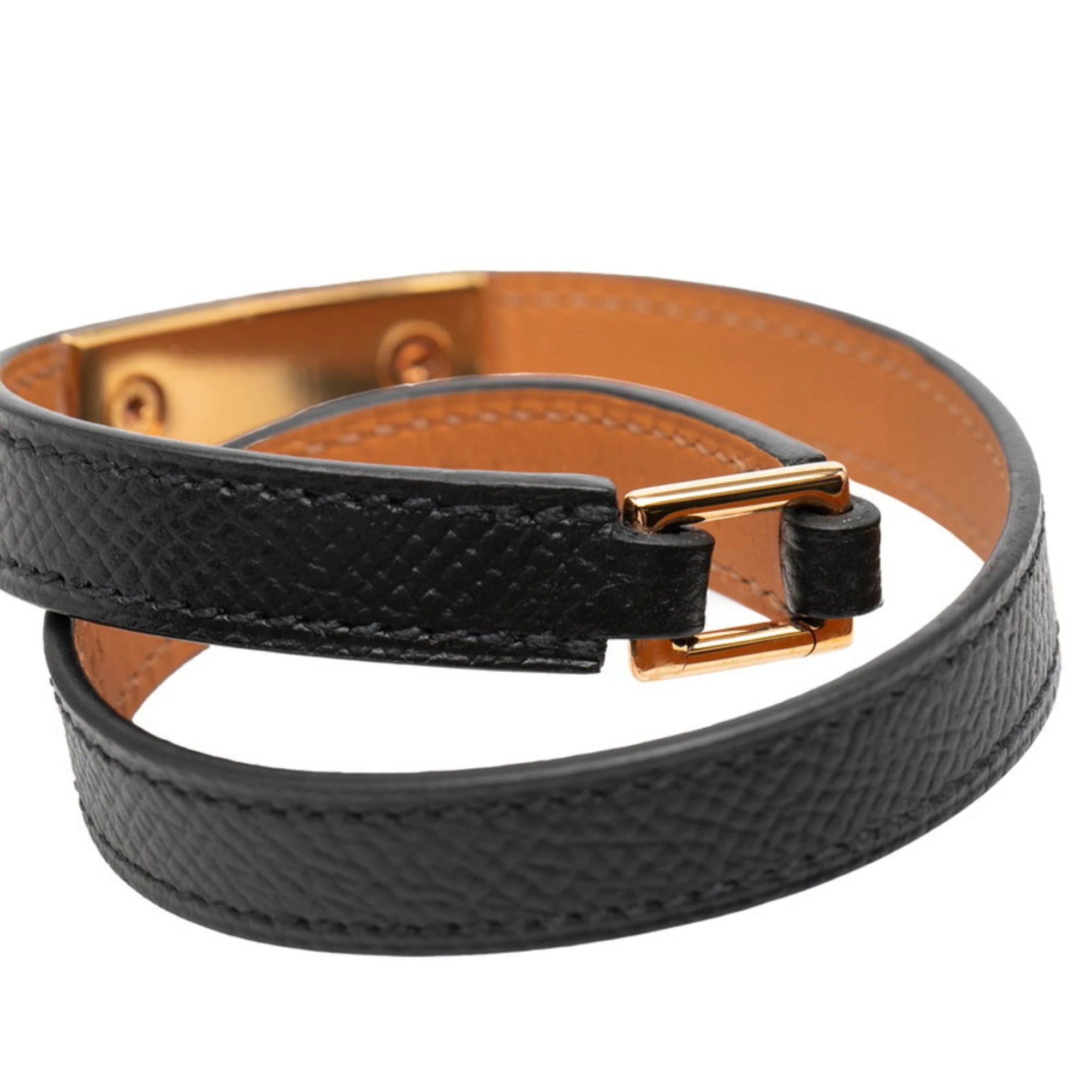 Rivale Double Tour Bracelet Epsom Leather Black and Gold - Image 4