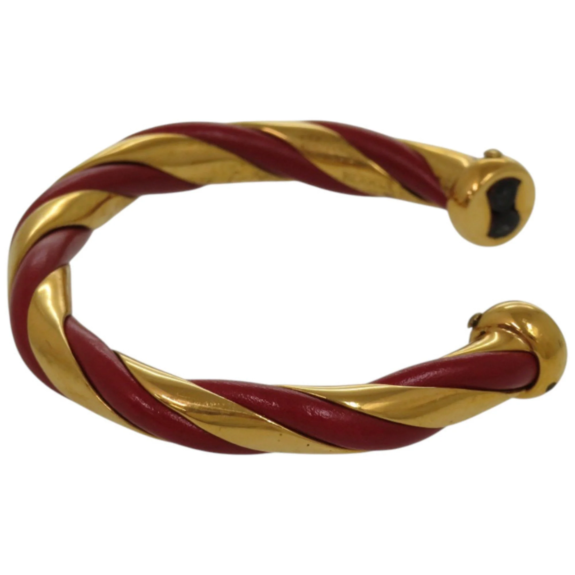 Twist Bracelet Leather and Metal Red and Gold - Image 5