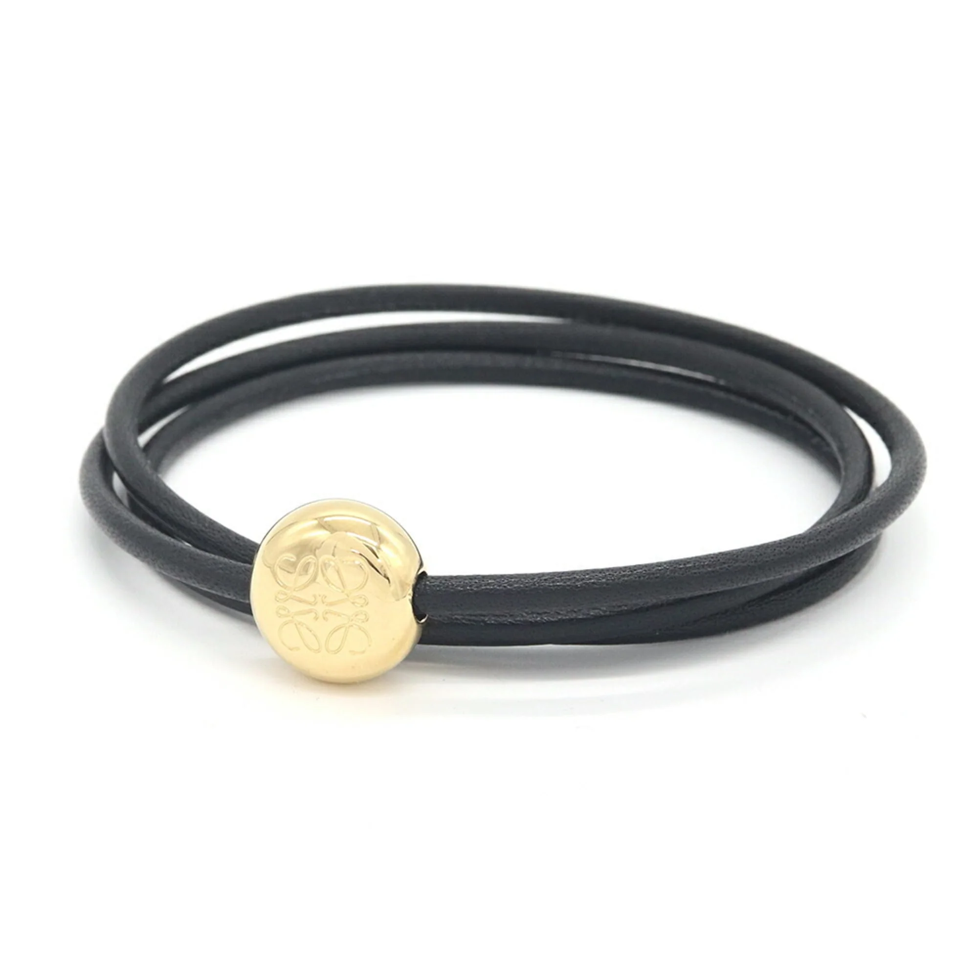 Anagram Poupelle Bracelet Leather and Metal Black