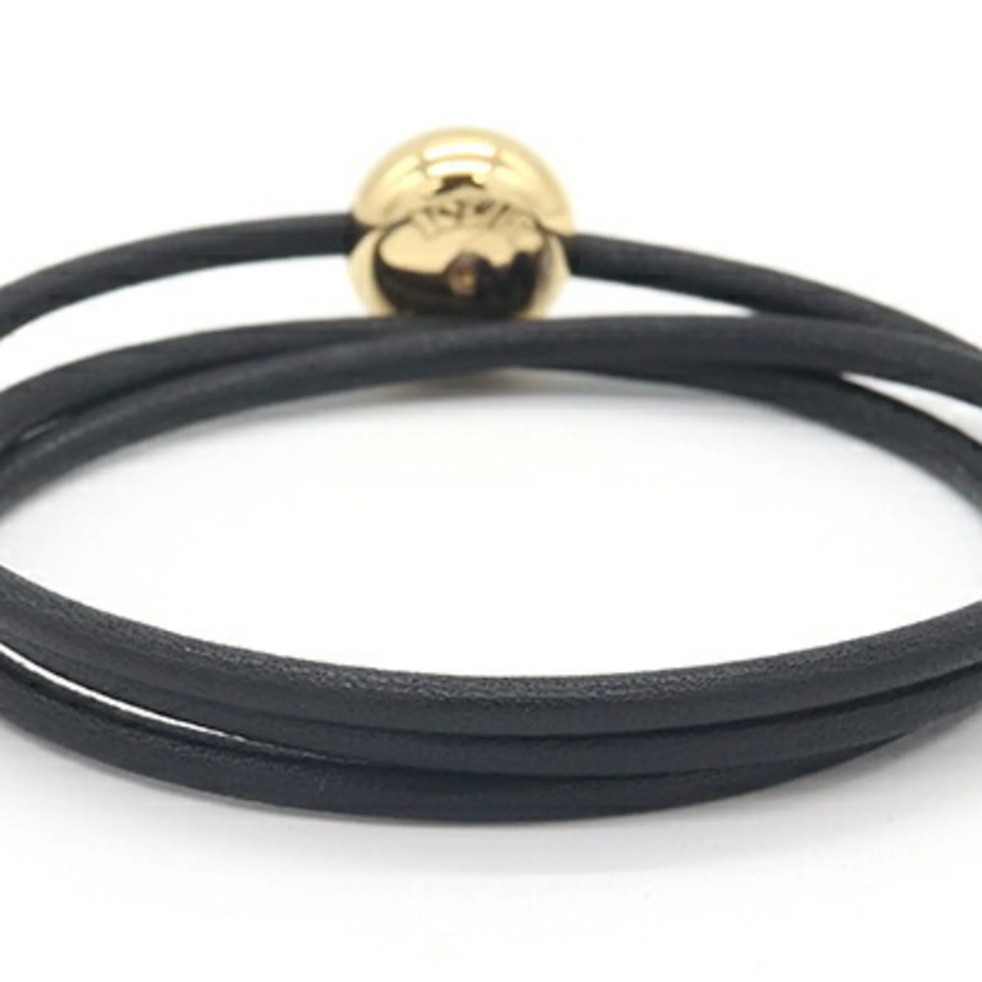 Anagram Poupelle Bracelet Leather and Metal Black - Image 2