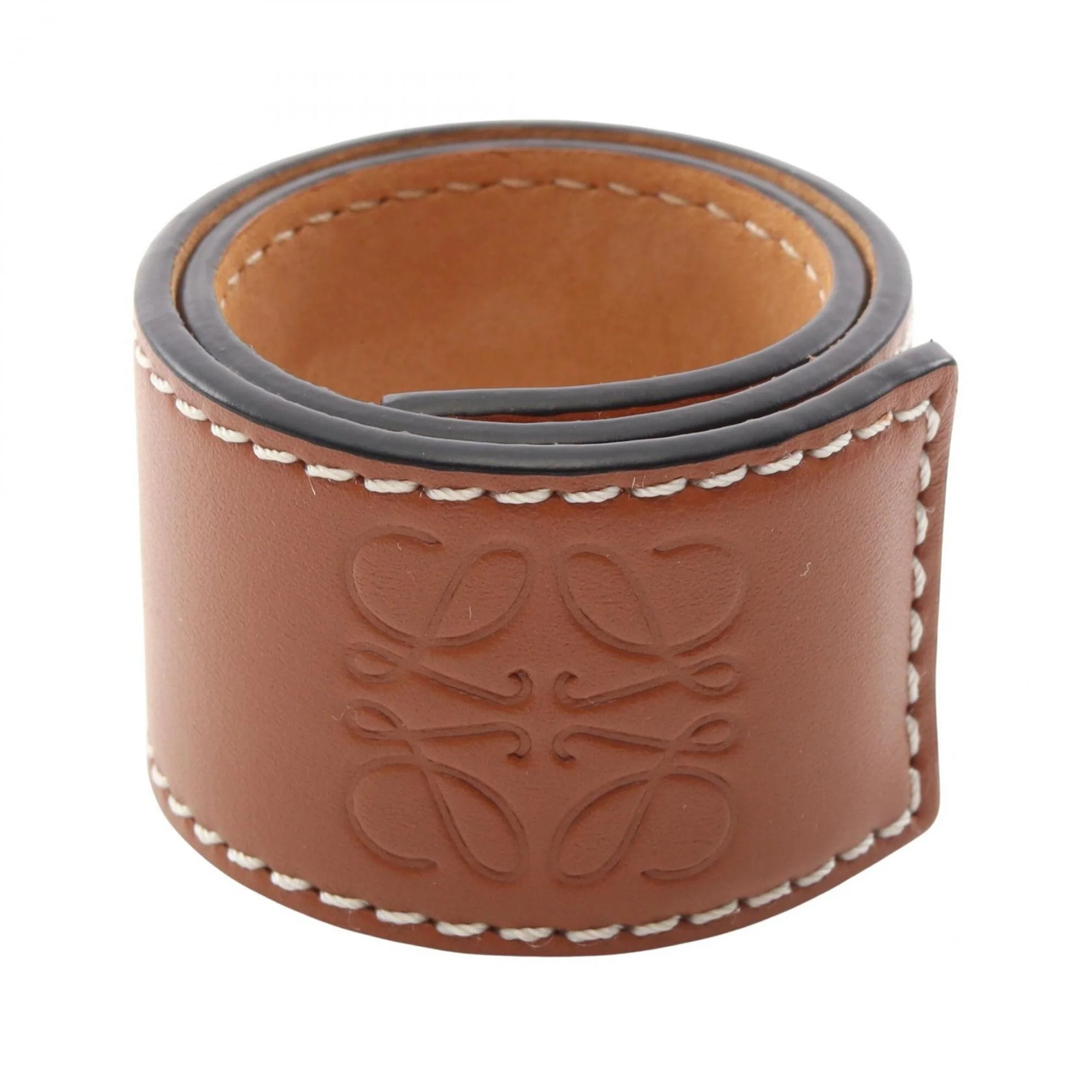 Anagram Slap Bracelet Leather Brown Small