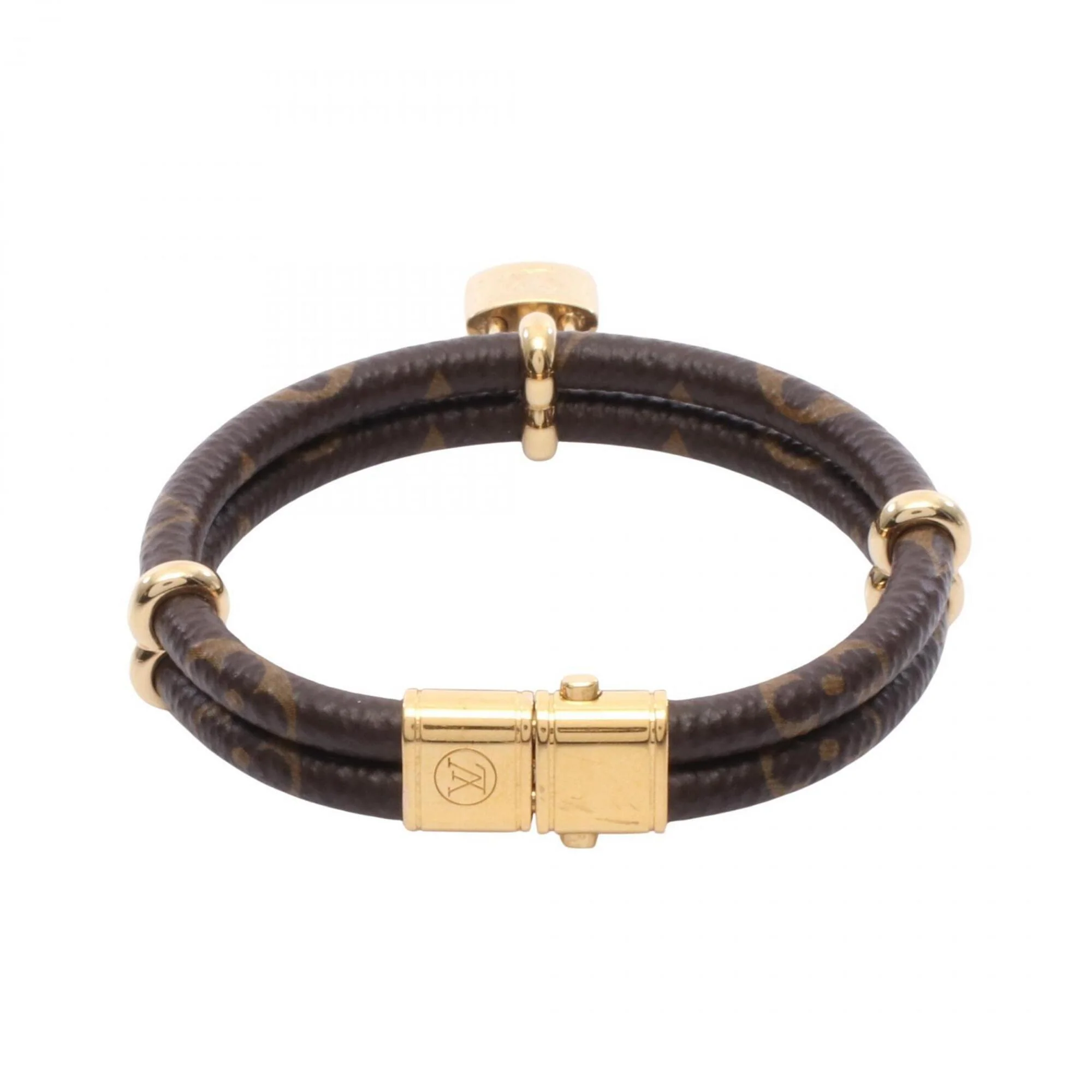 Bracelet Gold Plated Coated Canvas Gold Brown Tones - Image 2