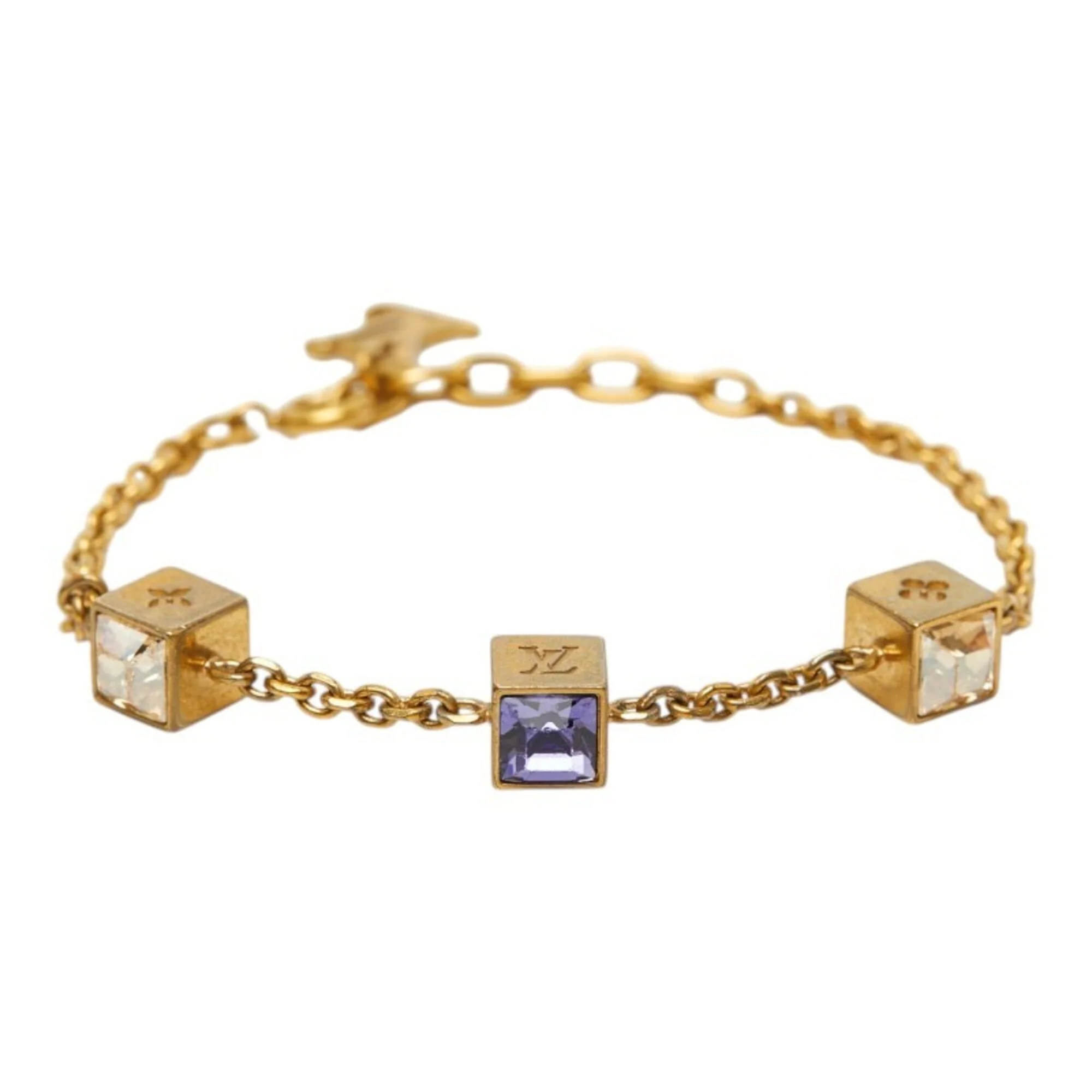 Charm Bracelet Gold Purple With Swarovski
