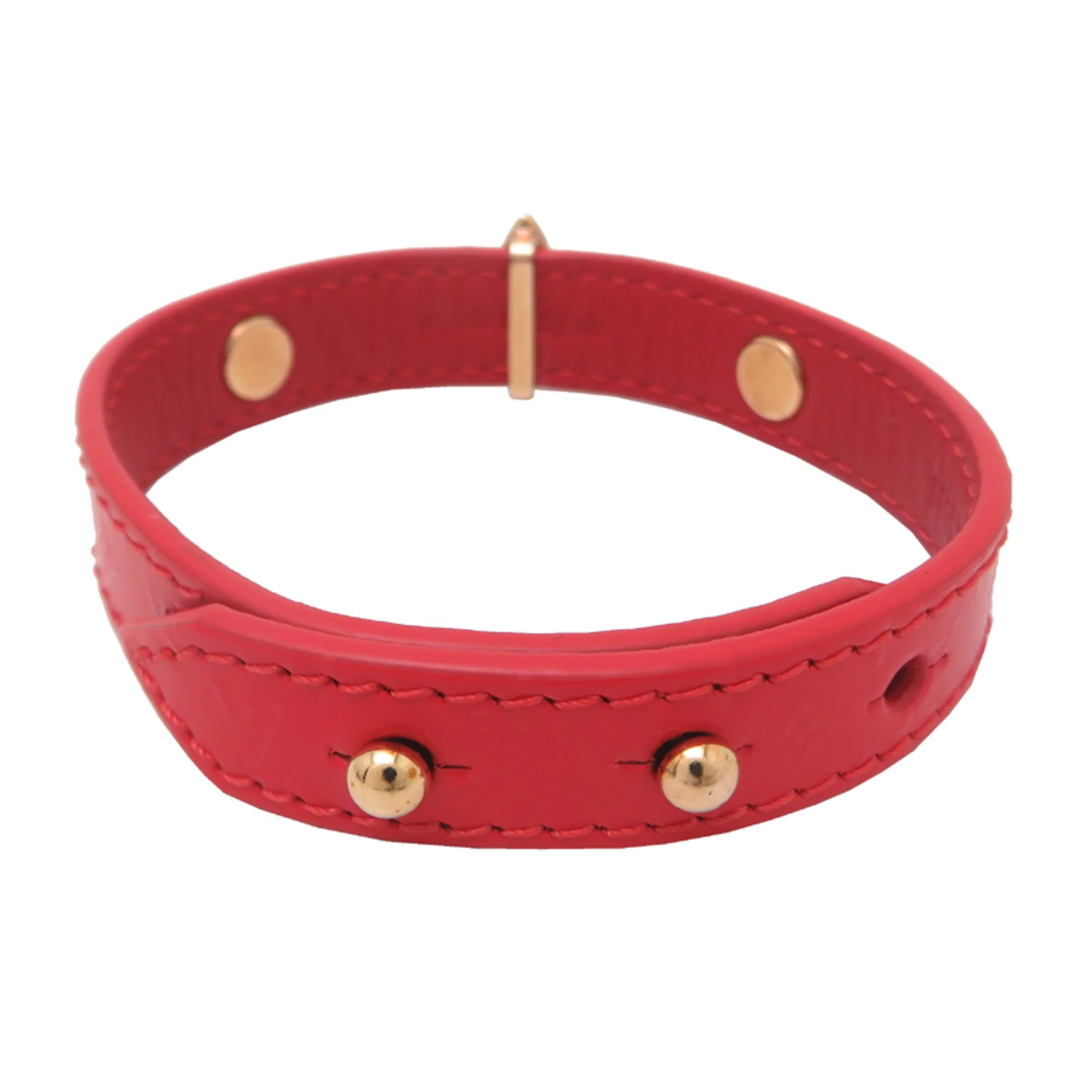 Flower Bracelet Leather and Monogram Gold and Red - Image 3