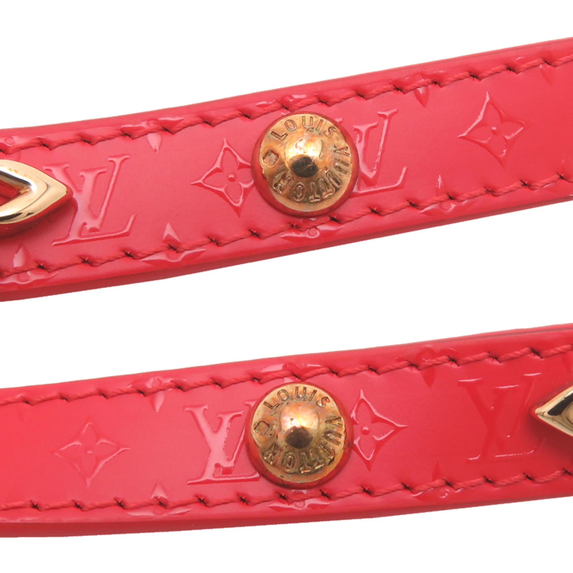 Flower Bracelet Leather and Monogram Gold and Red - Image 6