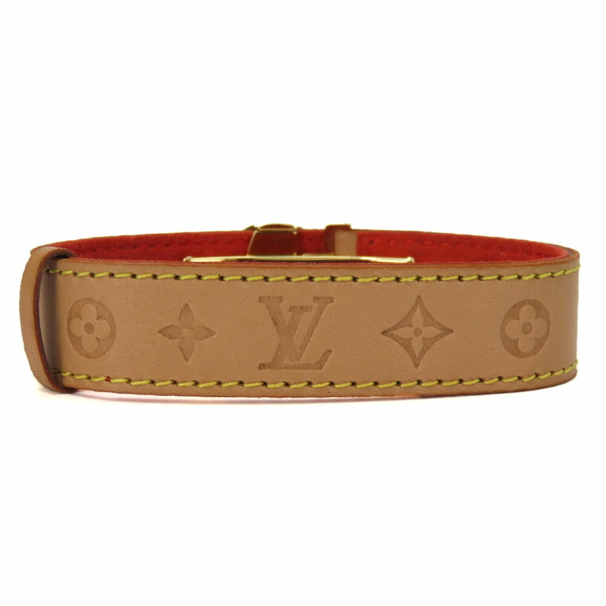 Good Luck Bracelet Leather and Metal Beige - Image 4
