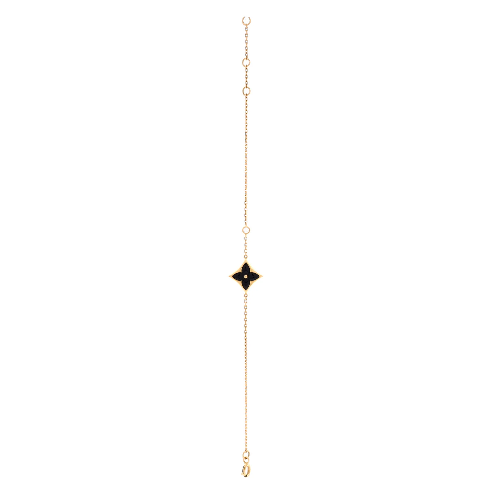 Idylle Monogram Chain Bracelet 18K Yellow Gold and Onyx with Diamond - Image 3