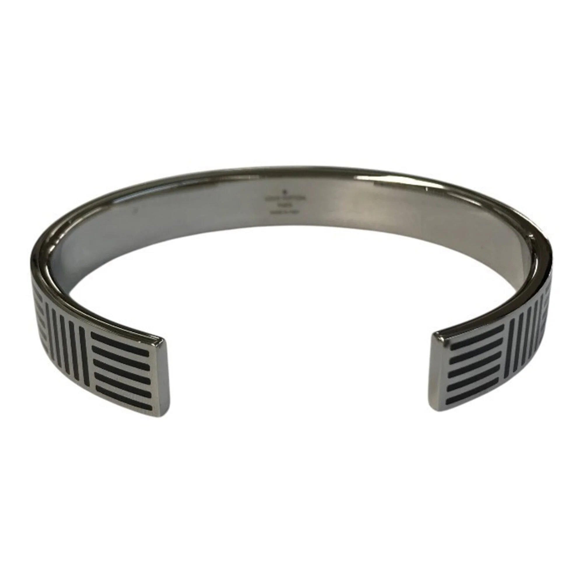 Jonc Damier Bracelet Black and Silver - Image 2