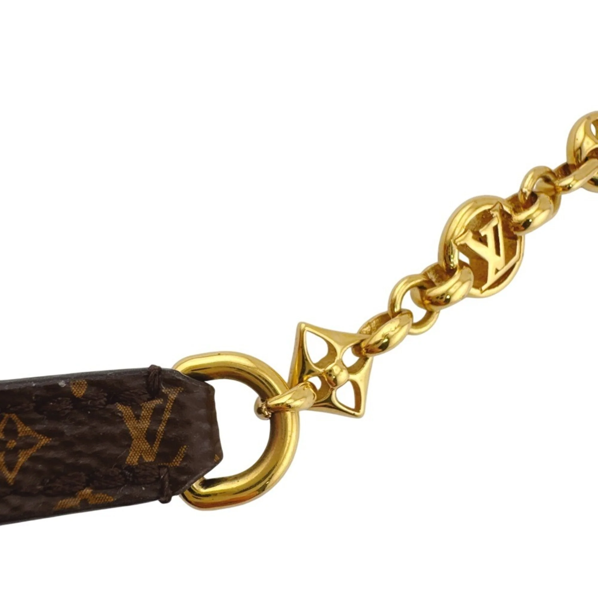 Monogram Bangle Bracelet Leather Brown Gold - Image 8