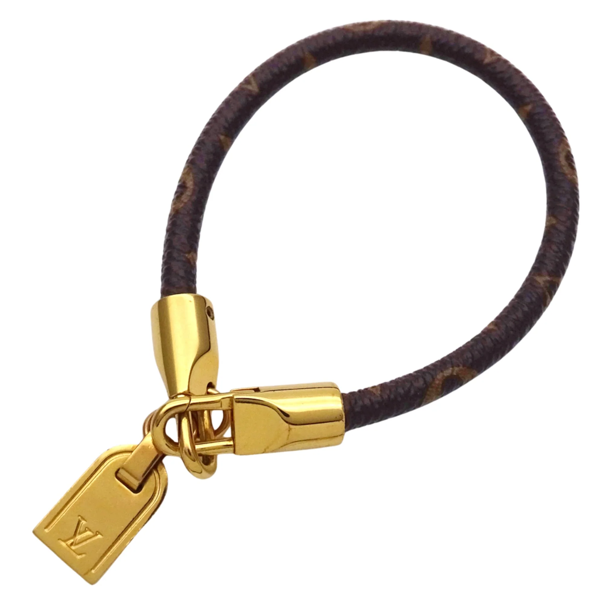 Monogram Bracelet Canvas and Metal Brown and Gold