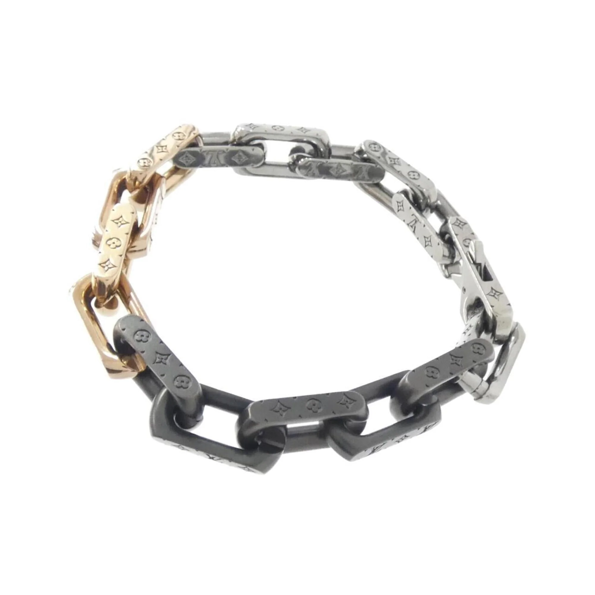 Monogram Chain Bracelet Black and Pink Gold - Image 2