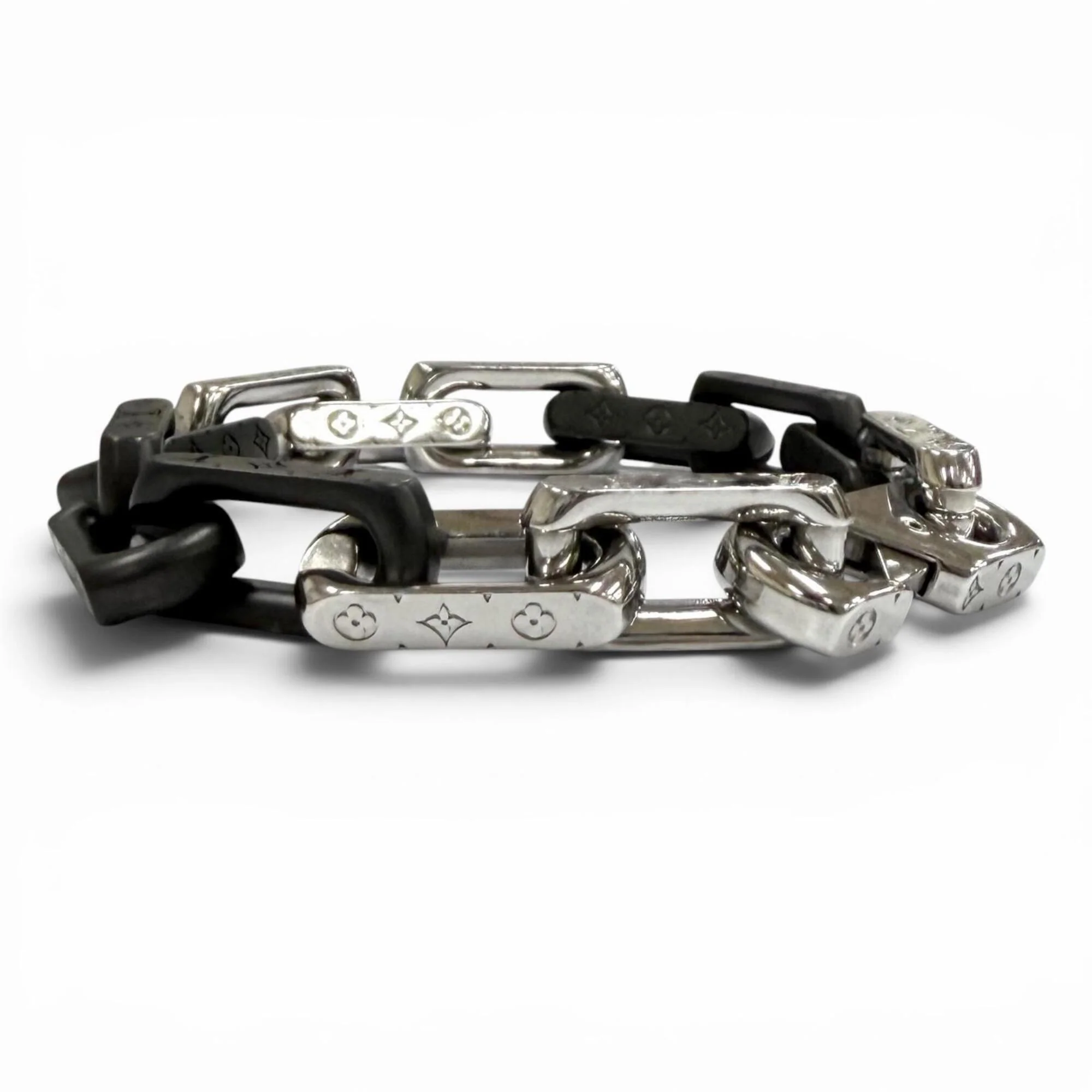 Monogram Chain Bracelet Black and Silver - Image 2
