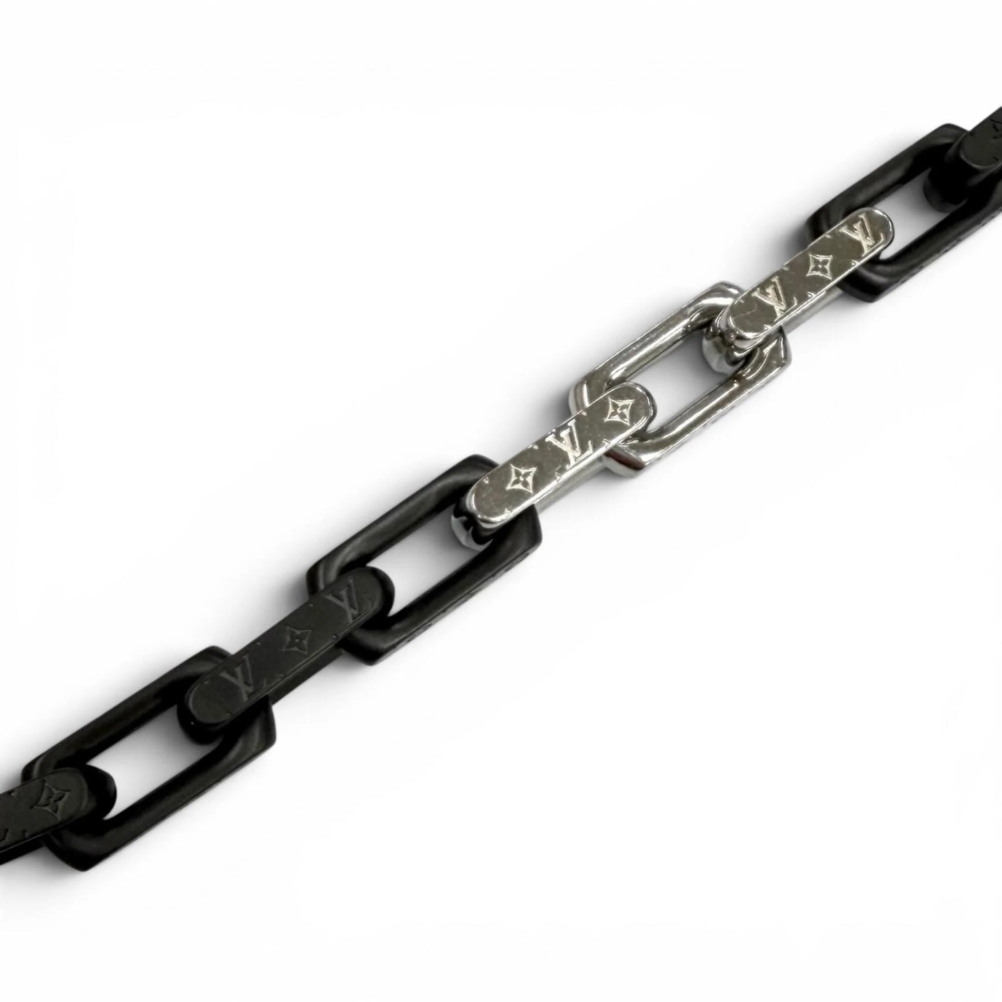 Monogram Chain Bracelet Black and Silver - Image 6