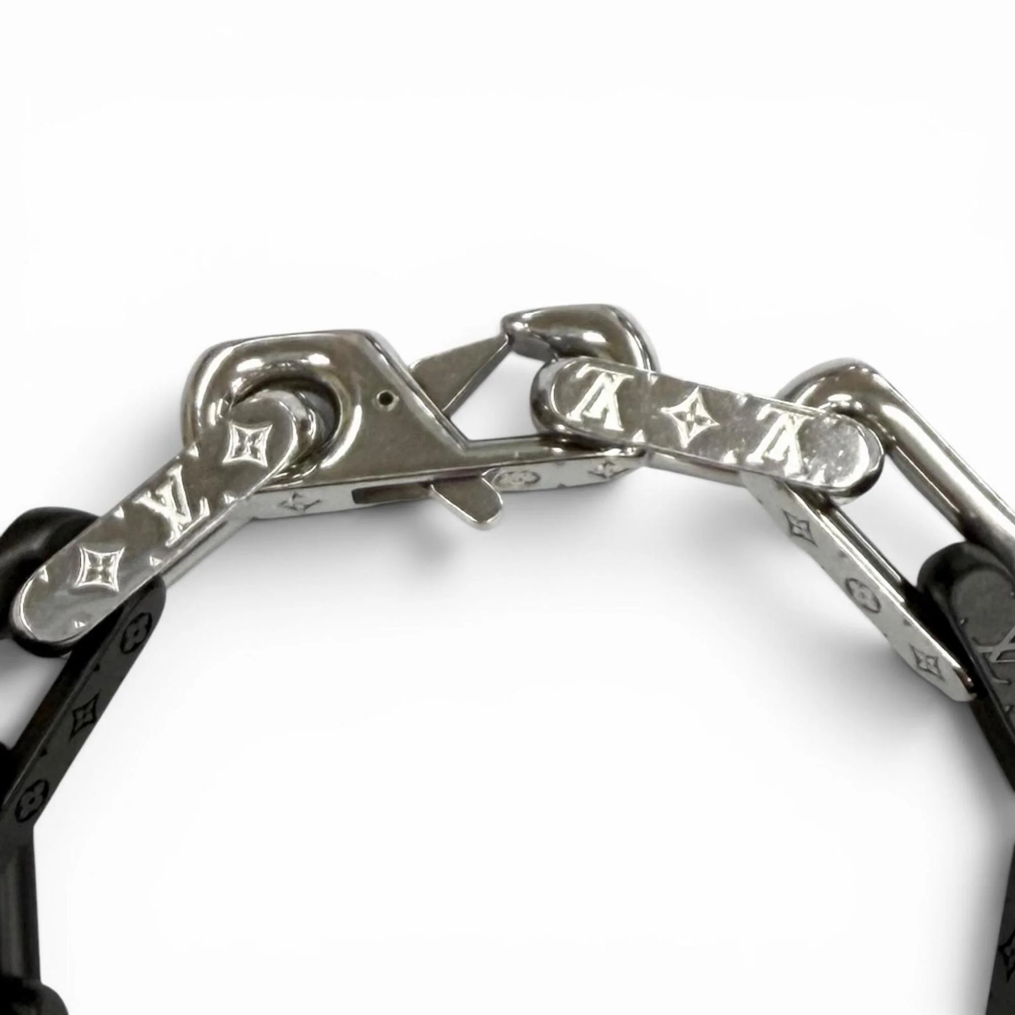Monogram Chain Bracelet Black and Silver - Image 7