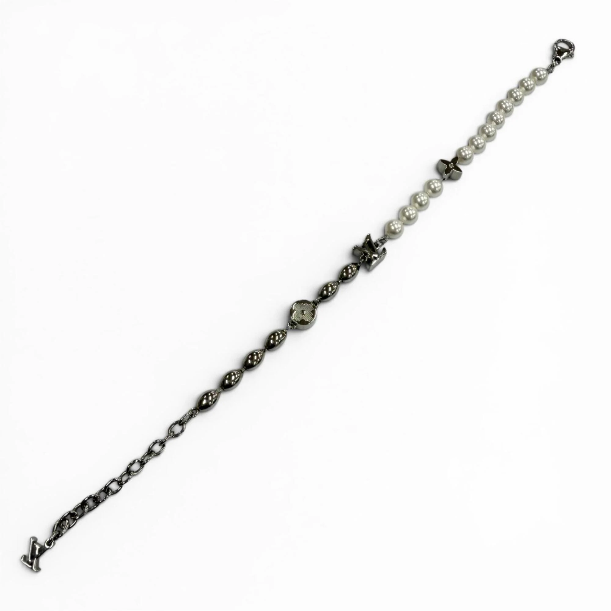 Pearl Fusion Chain Bracelet Metal Silver White - Image 2