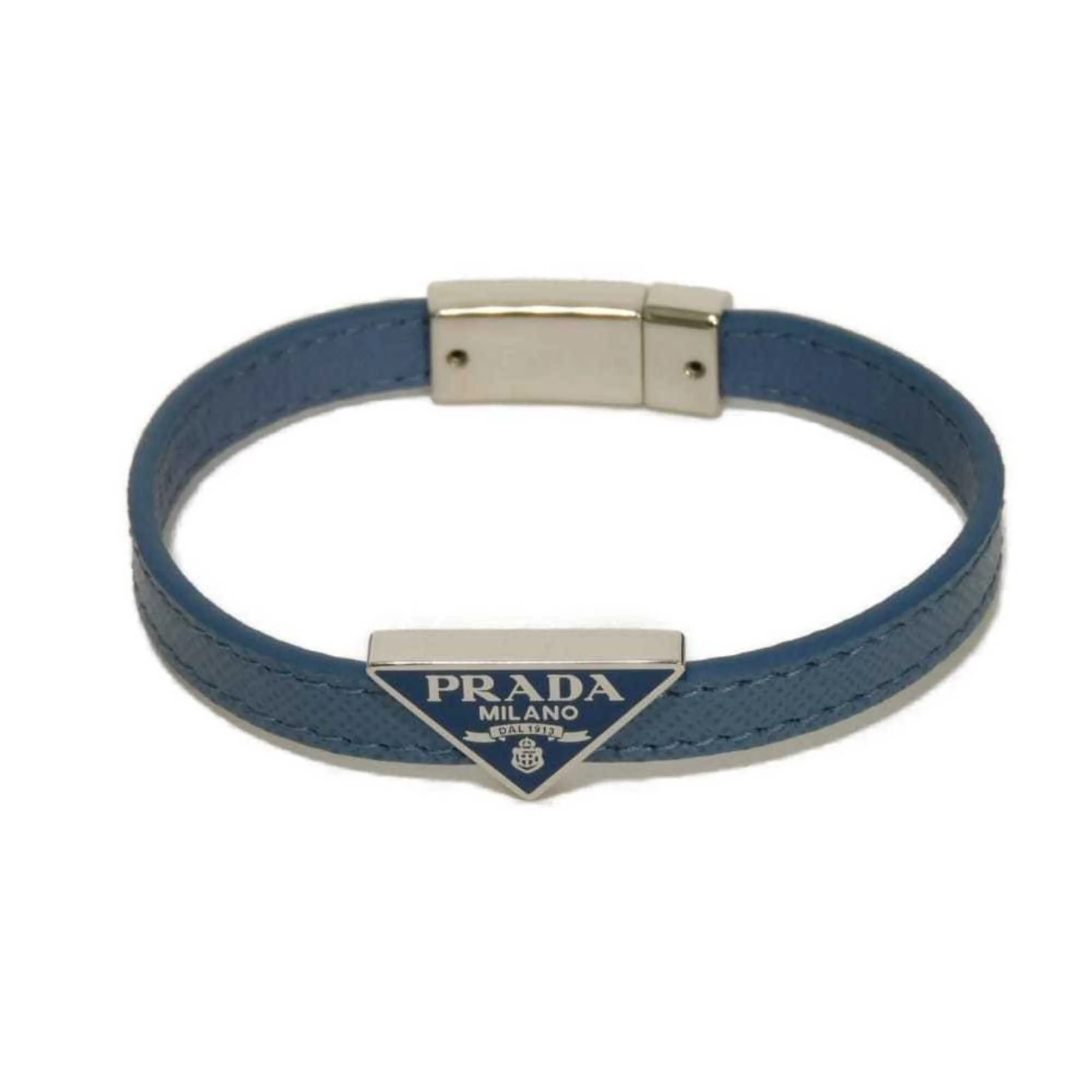 Bracelet Leather and Saffiano Triangle Blue - Image 2