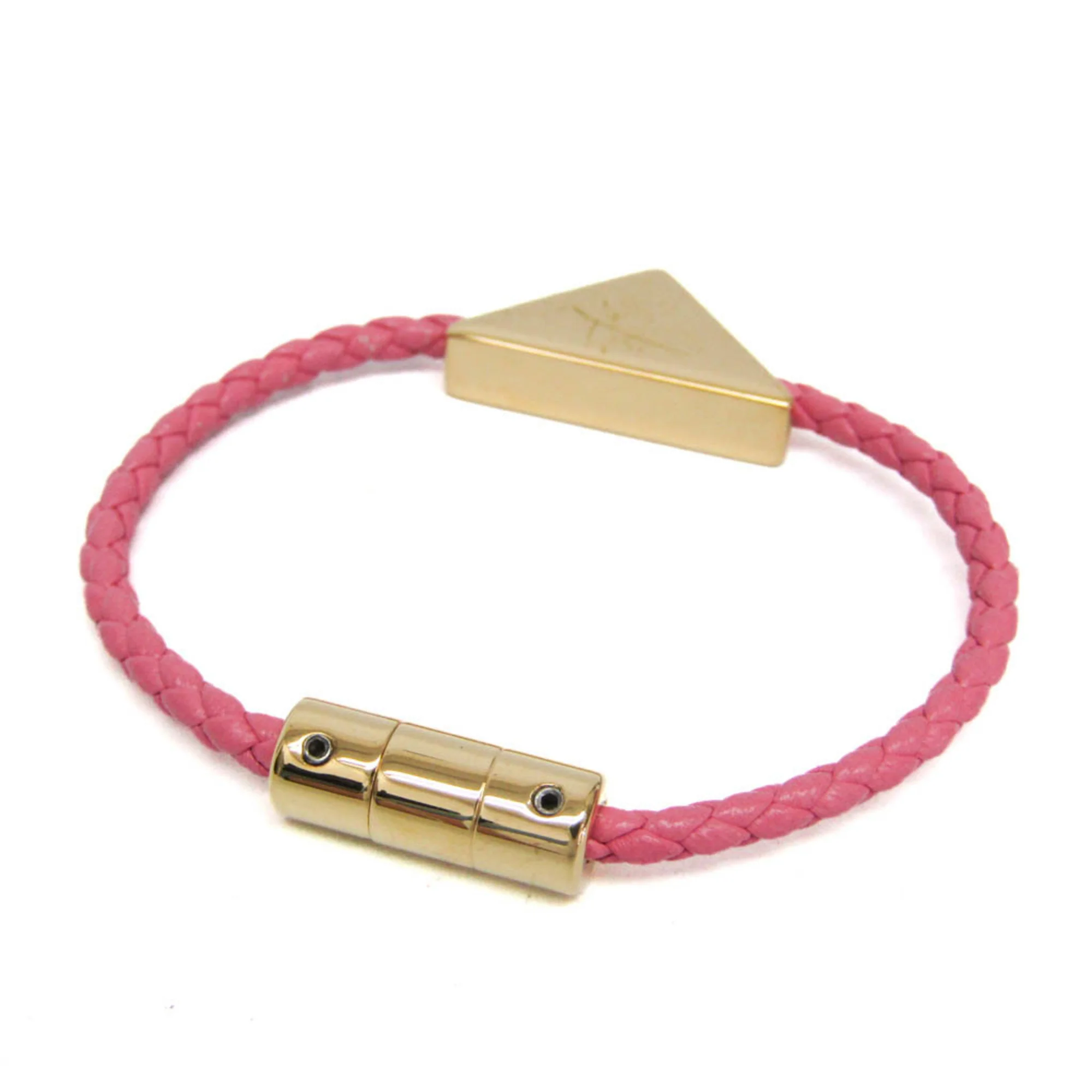 Nappa Leather Triangle Plate Bracelet Pink - Image 3