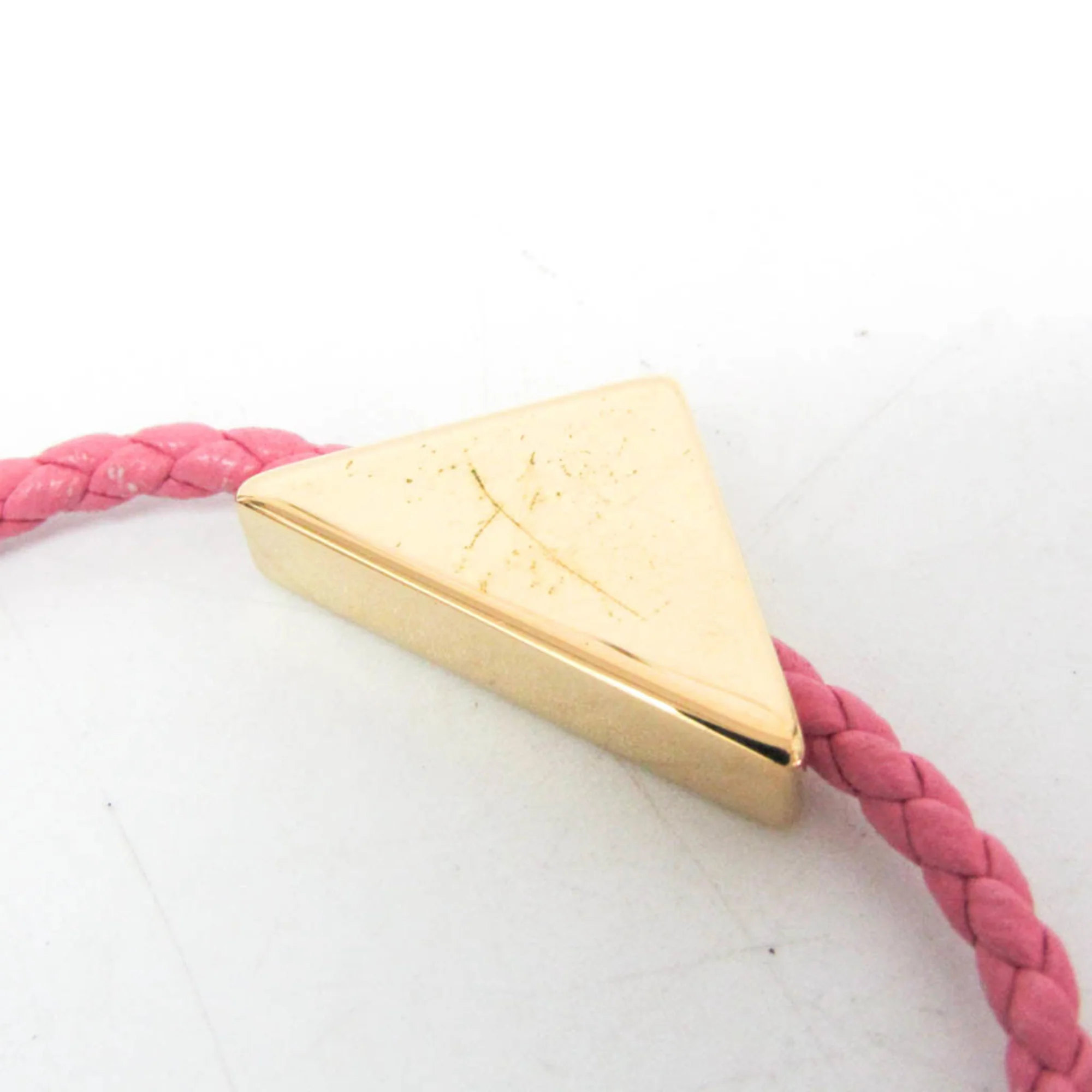 Nappa Leather Triangle Plate Bracelet Pink - Image 5