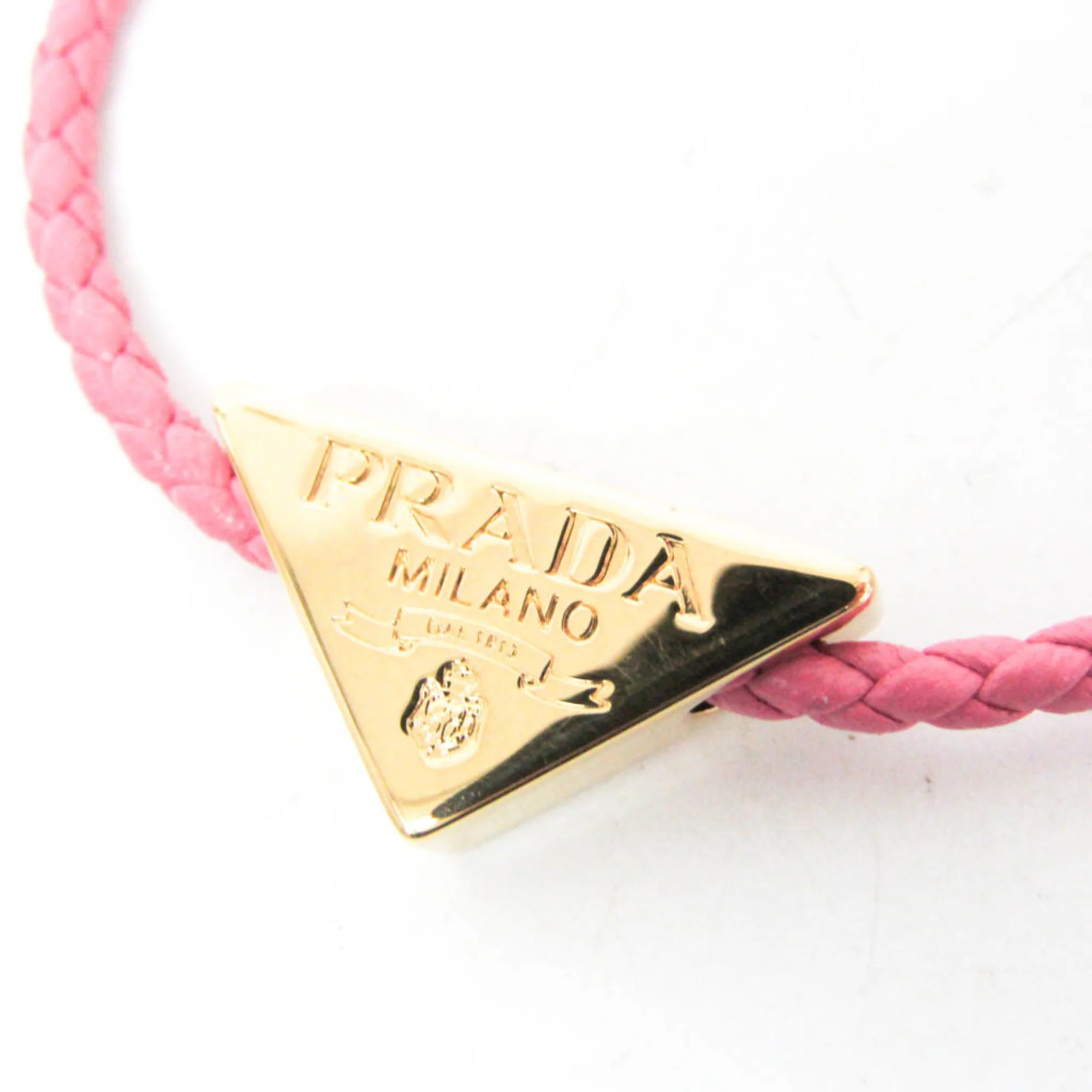 Nappa Leather Triangle Plate Bracelet Pink - Image 8