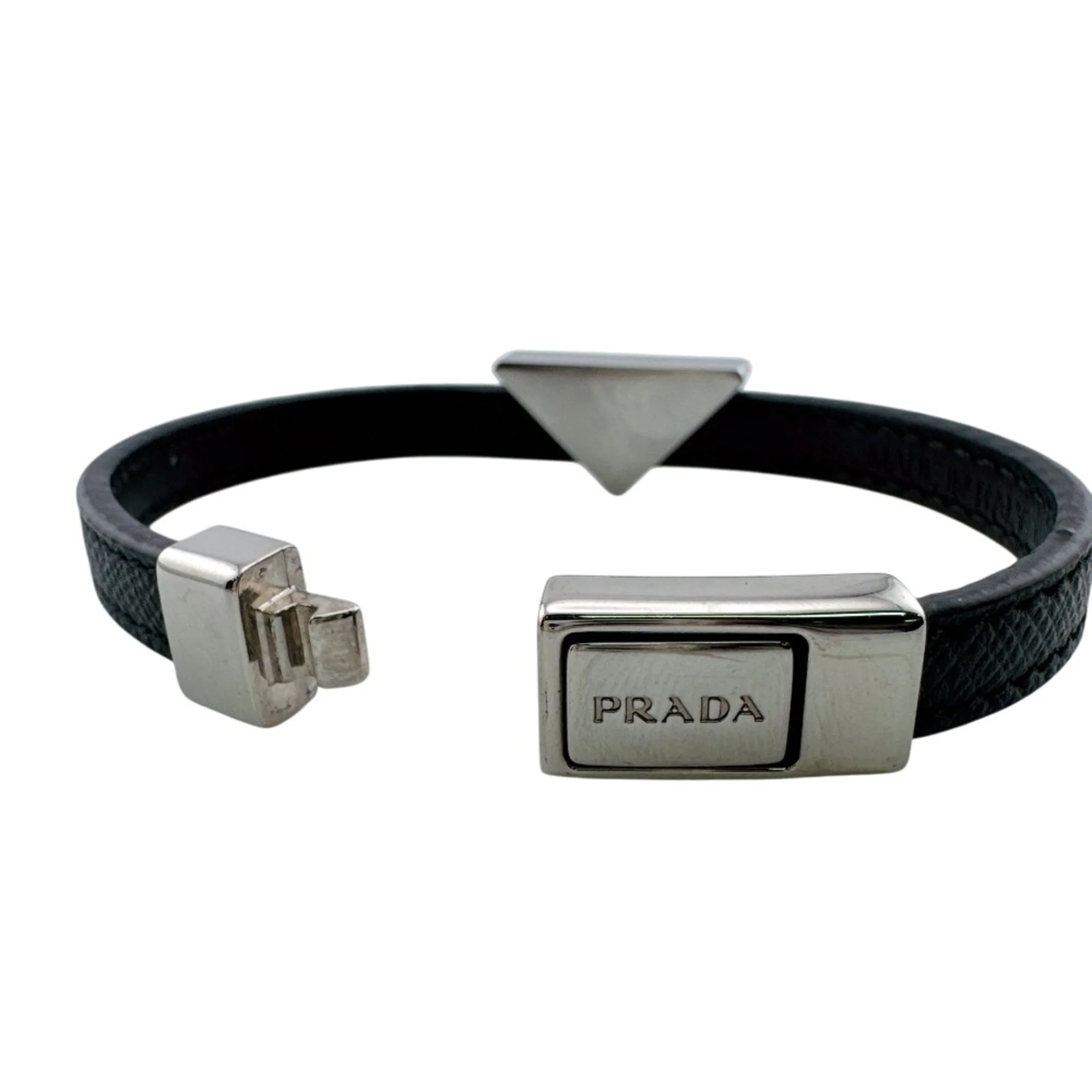 Triangle Plate Bracelet Leather Black - Image 5