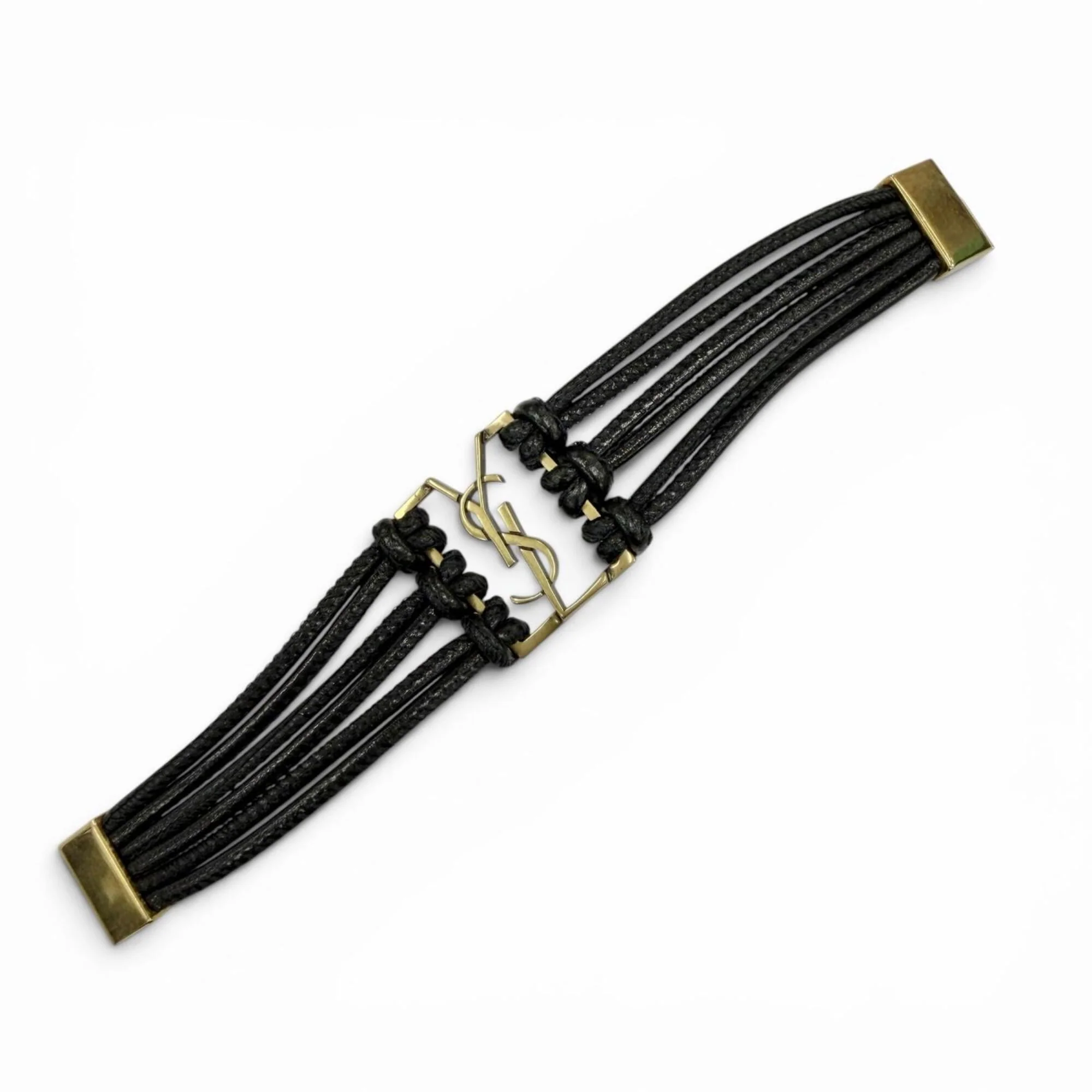 Charm Bracelet Leather Black and Gold - Image 6