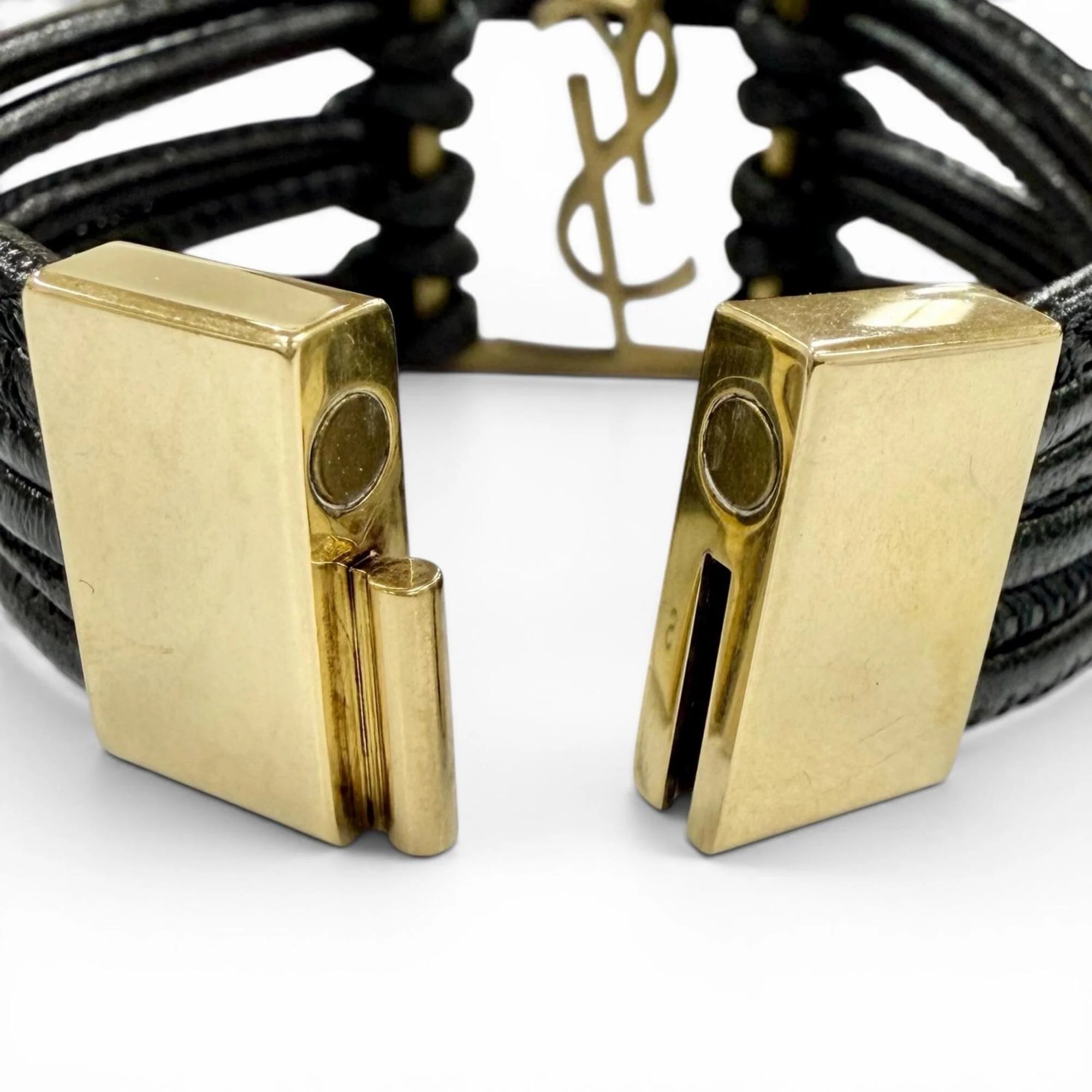Charm Bracelet Leather Black and Gold - Image 7