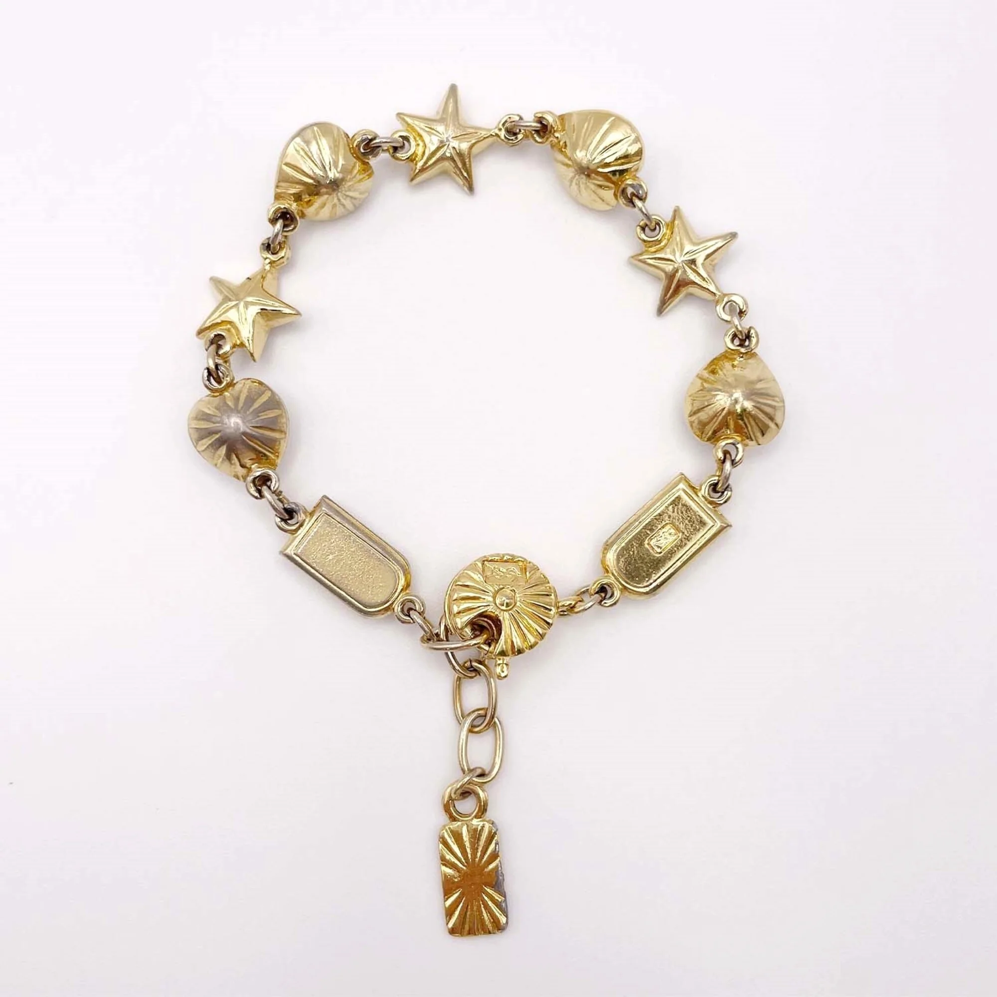 Vintage Heart Star Bracelet Gold with Clear Stone - Image 3