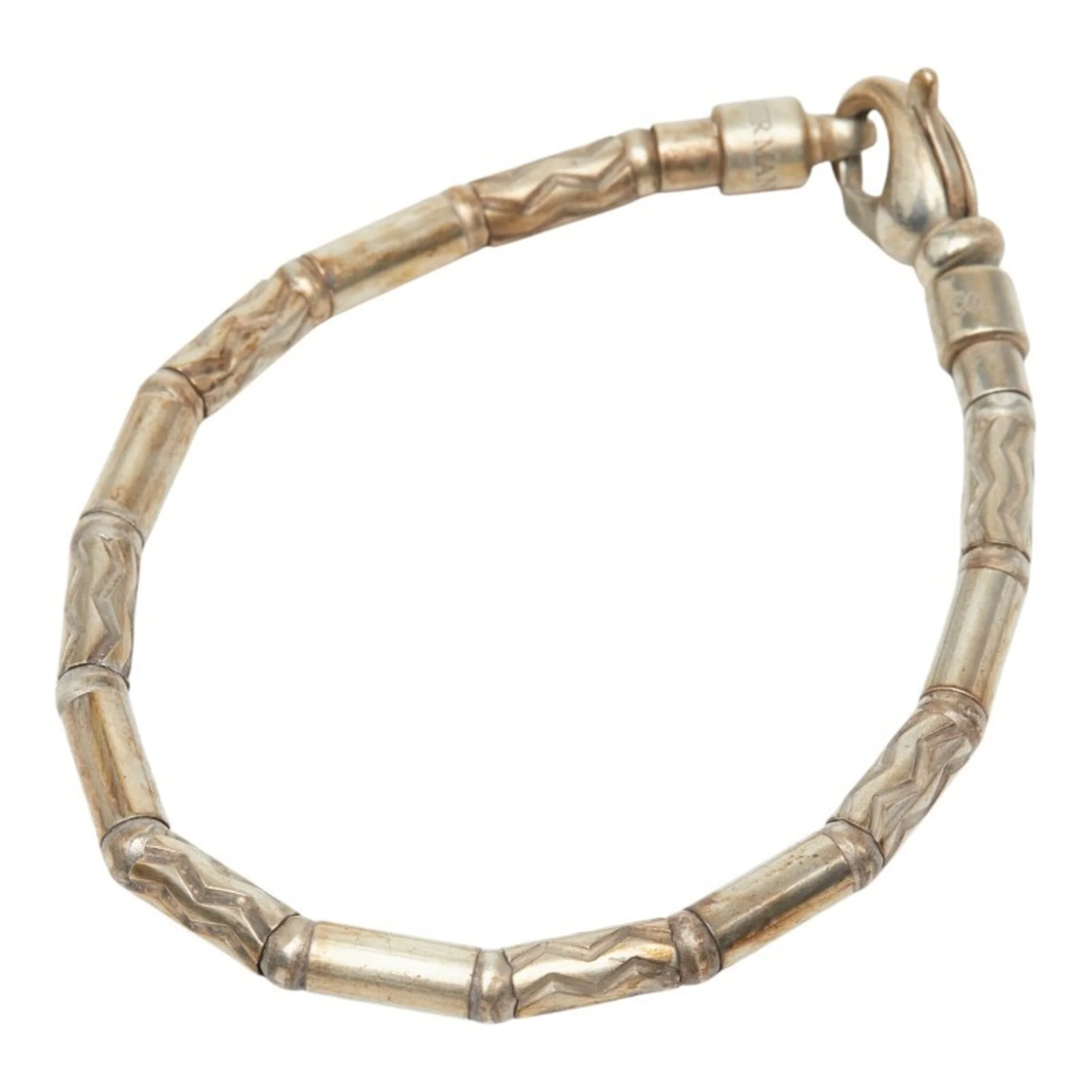 Aztec Zigzag Bracelet Sterling Silver with Hematite