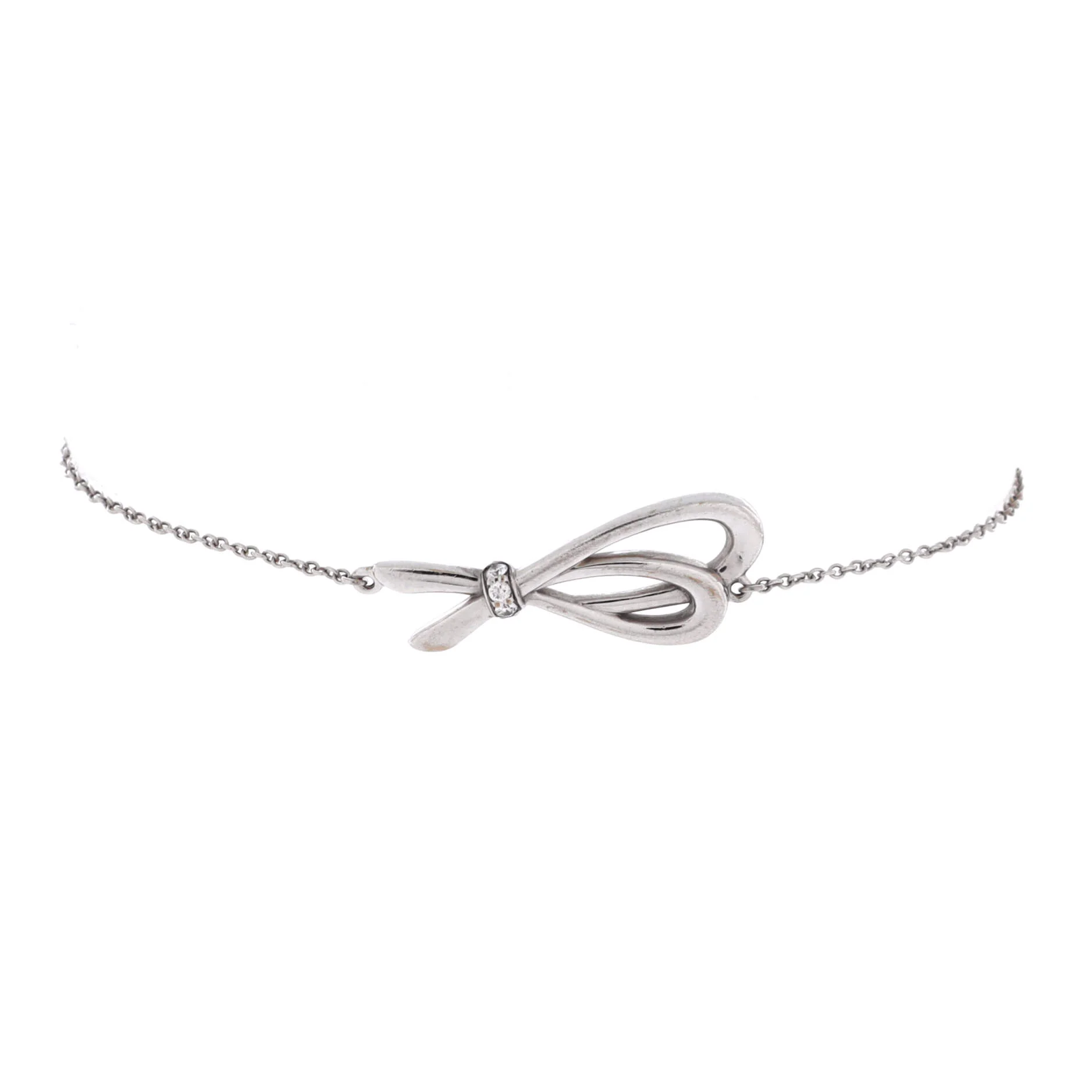 Bow Knot Chain Bracelet 18K White Gold and Diamonds Small