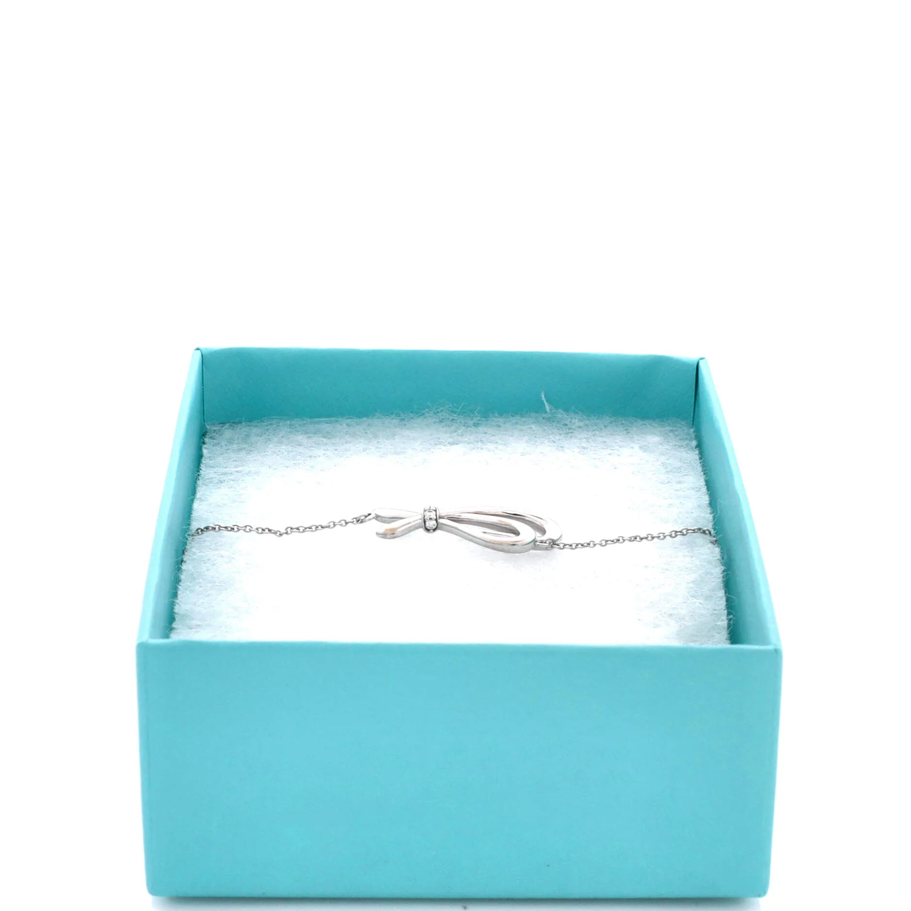 Bow Knot Chain Bracelet 18K White Gold and Diamonds Small - Image 2