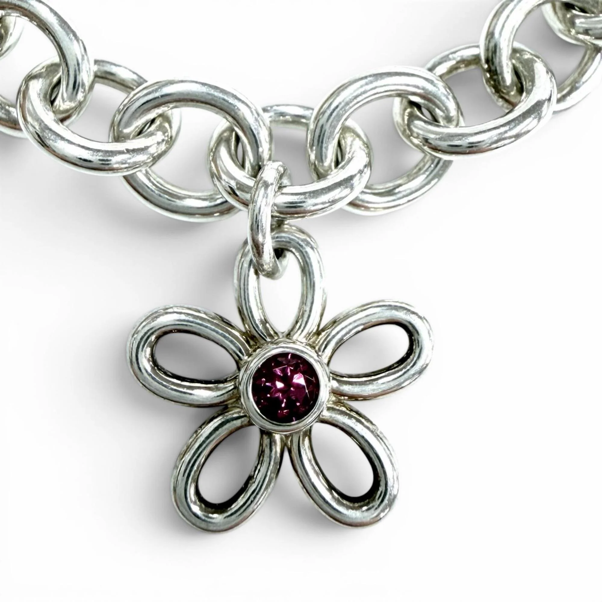 Bracelet Sterling Silver with Garnet and Peridot - Image 2