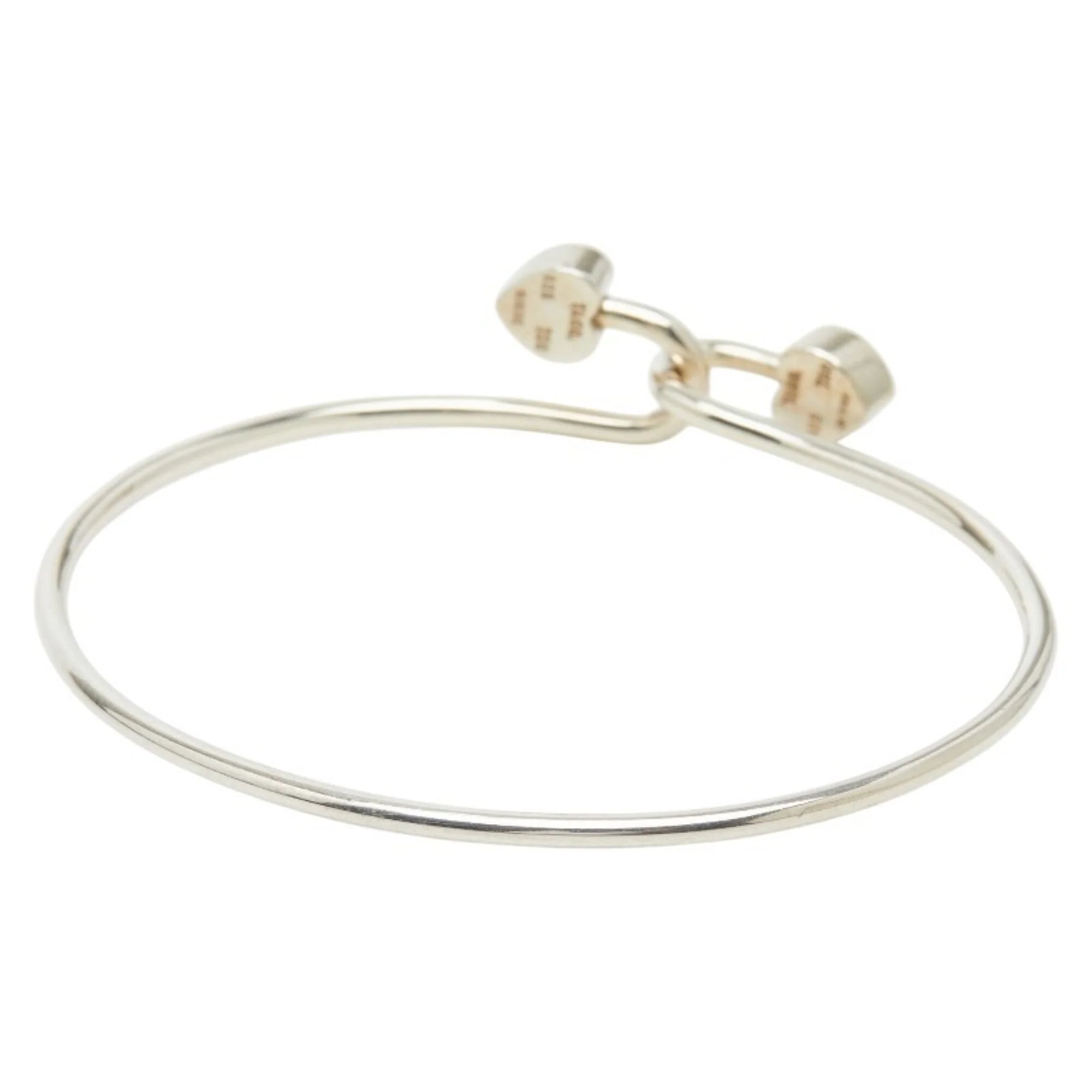 Double Heart Hook Bangle Bracelet Sterling Silver and 18K Yellow Gold - Image 2
