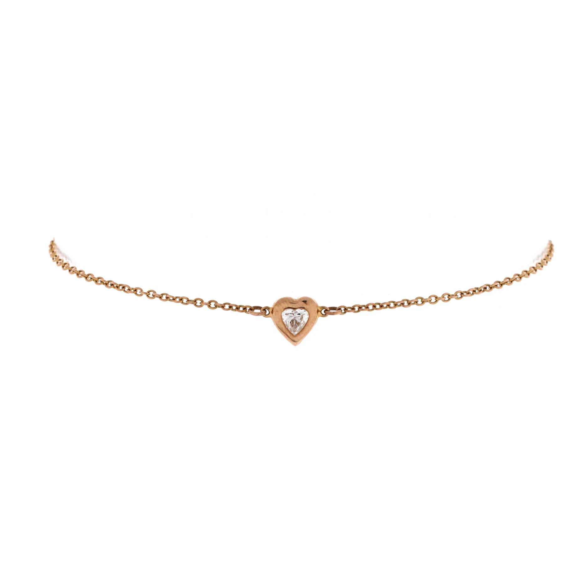 Elsa Peretti Diamonds By The Yard Heart Bracelet 18K Rose Gold with Diamond 0.09-0.19CT