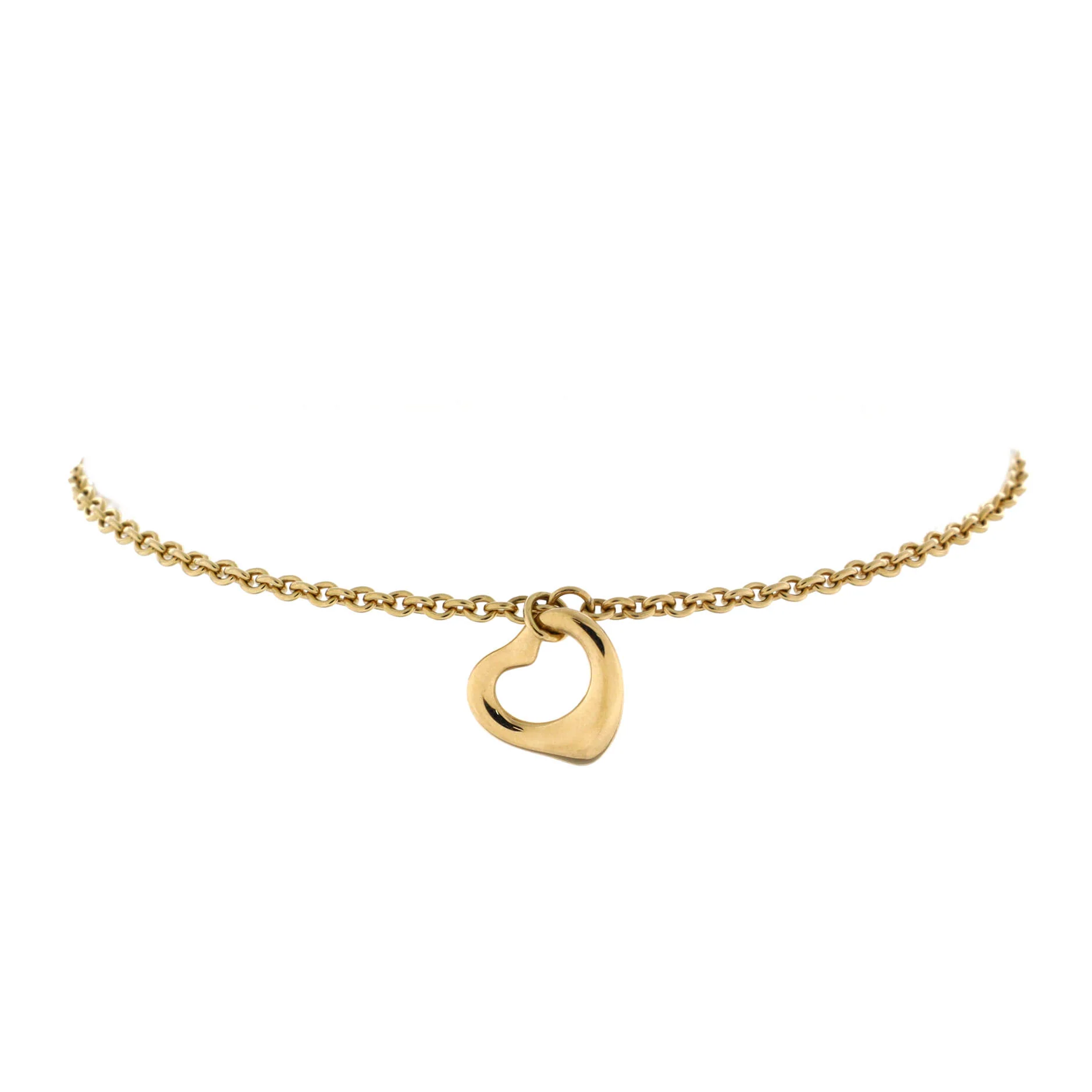 Elsa Peretti Open Heart Charm Bracelet 18K Yellow Gold 11mm