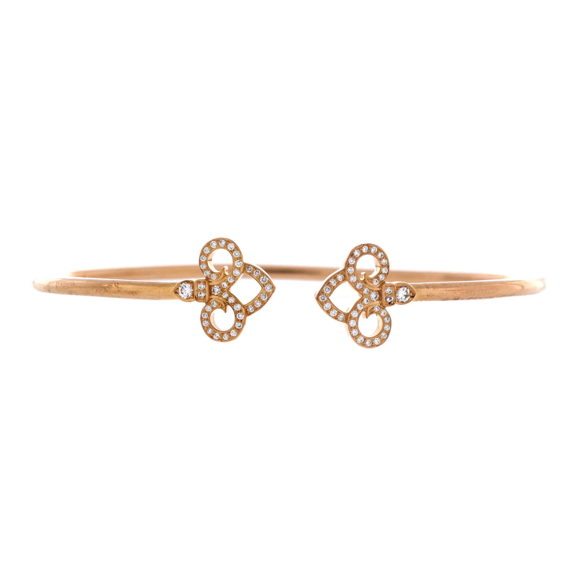 Fleur de Lis Wire Bracelet 18K Rose Gold with Diamonds