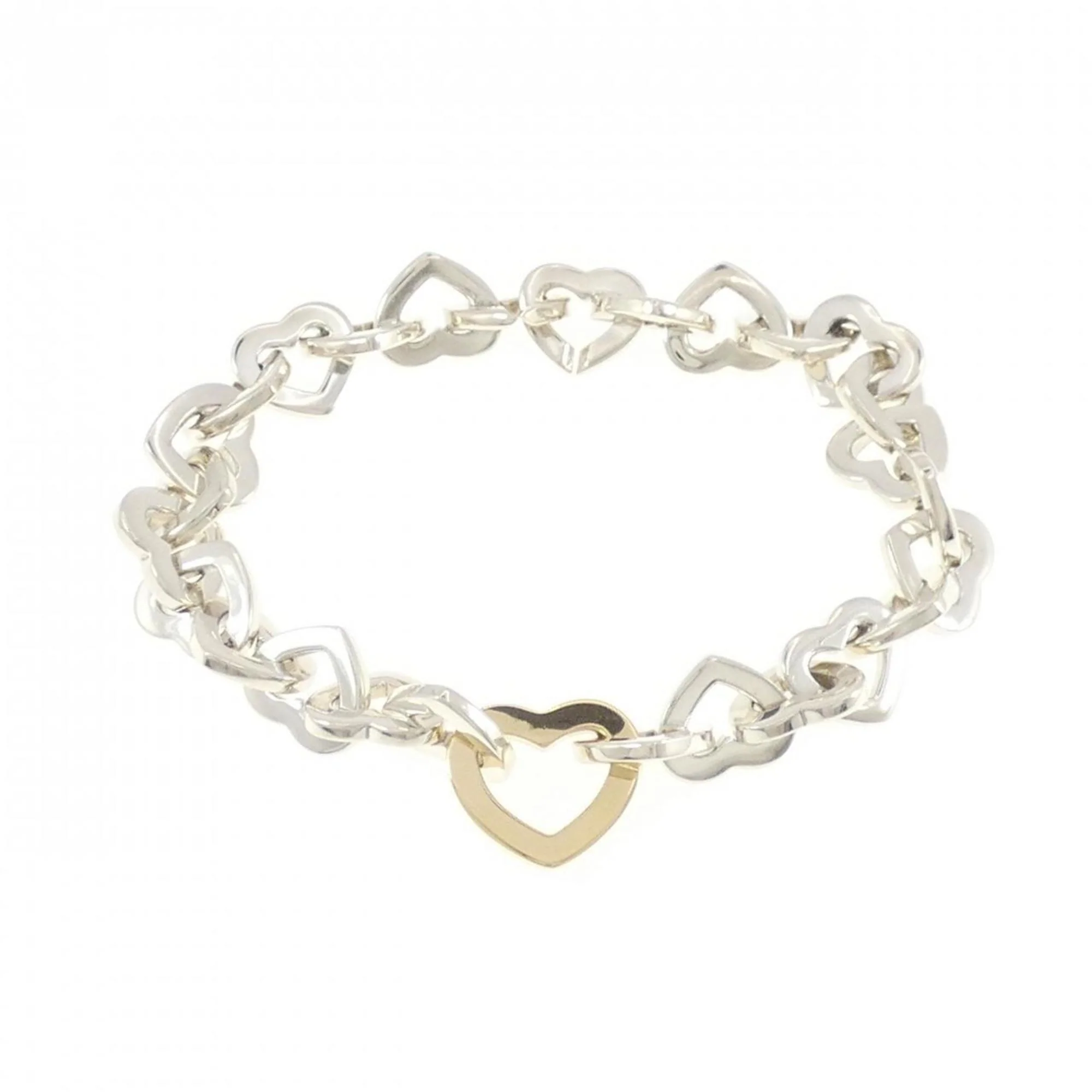 Heart Link Bracelet Sterling Silver and 18K Yellow Gold - Image 2