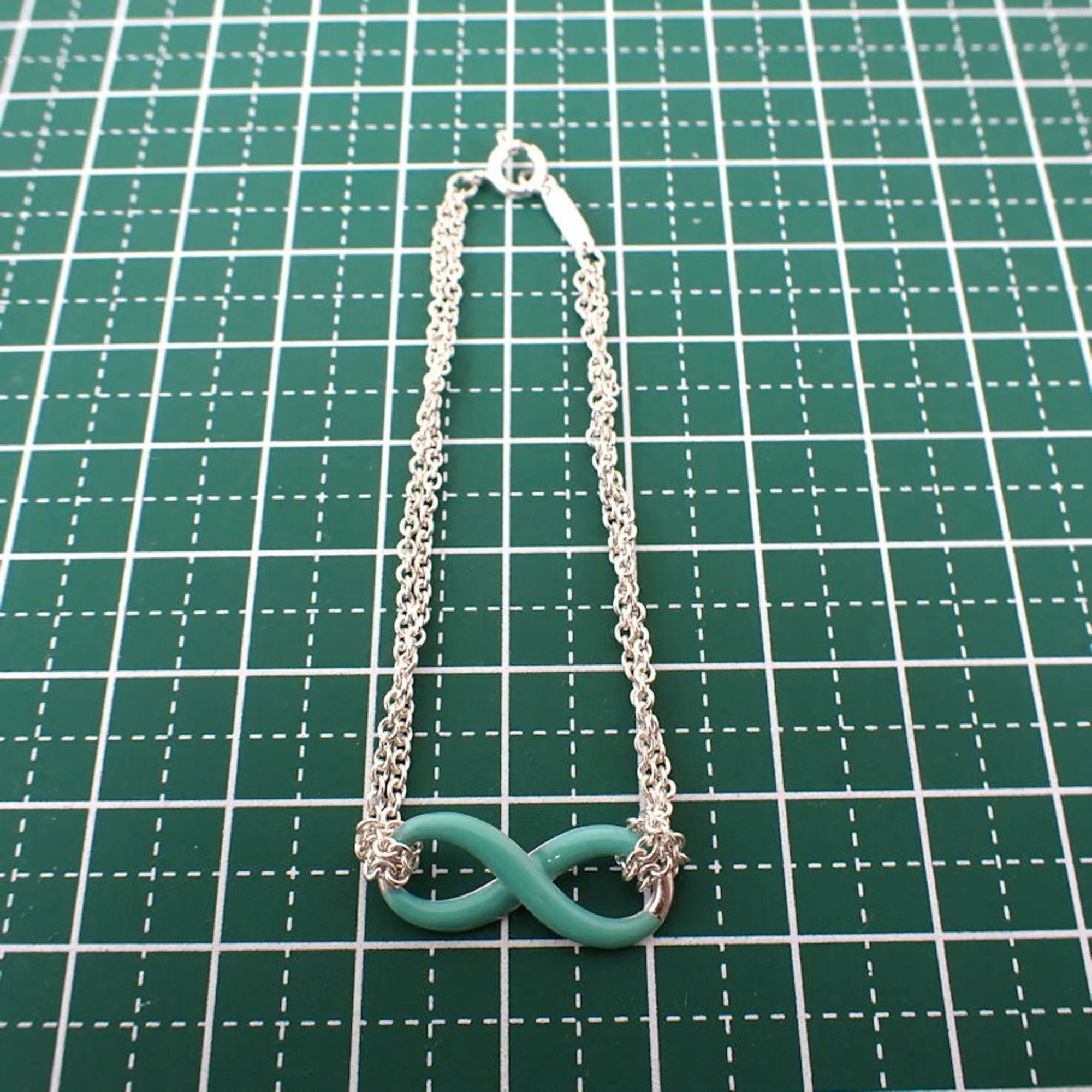 Infinity Blue Double Chain Bracelet Sterling Silver - Image 9