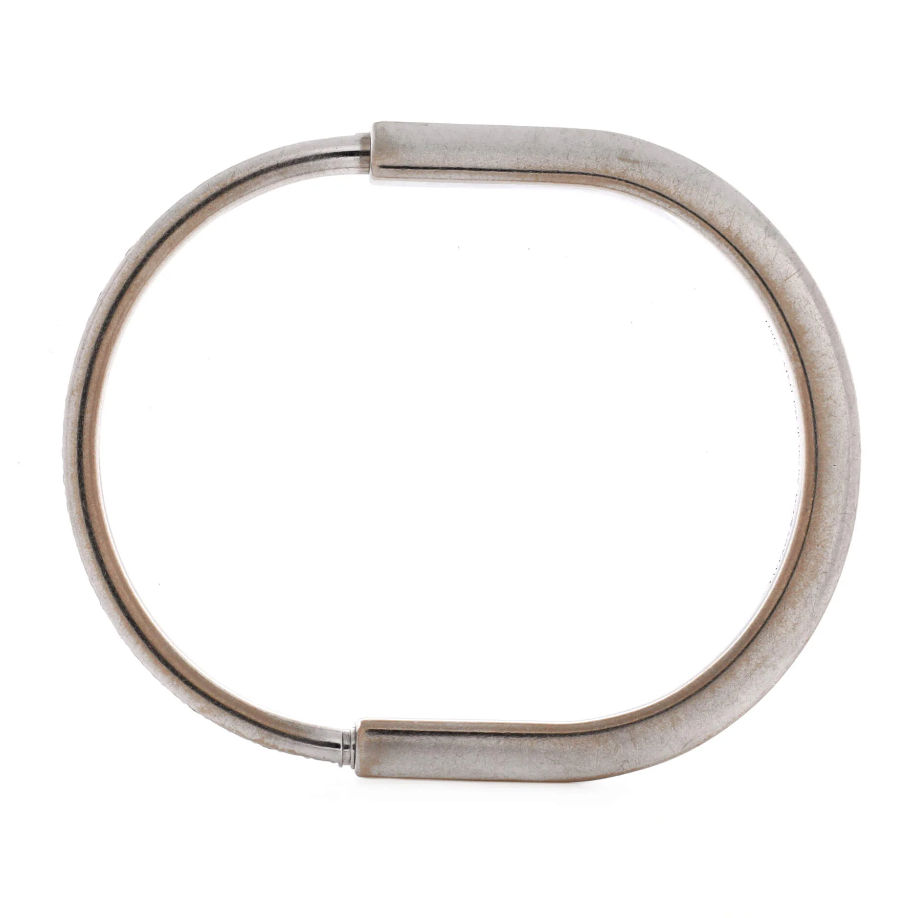 Lock Bangle Bracelet 18K White Gold with Half Pave Diamonds - Image 3