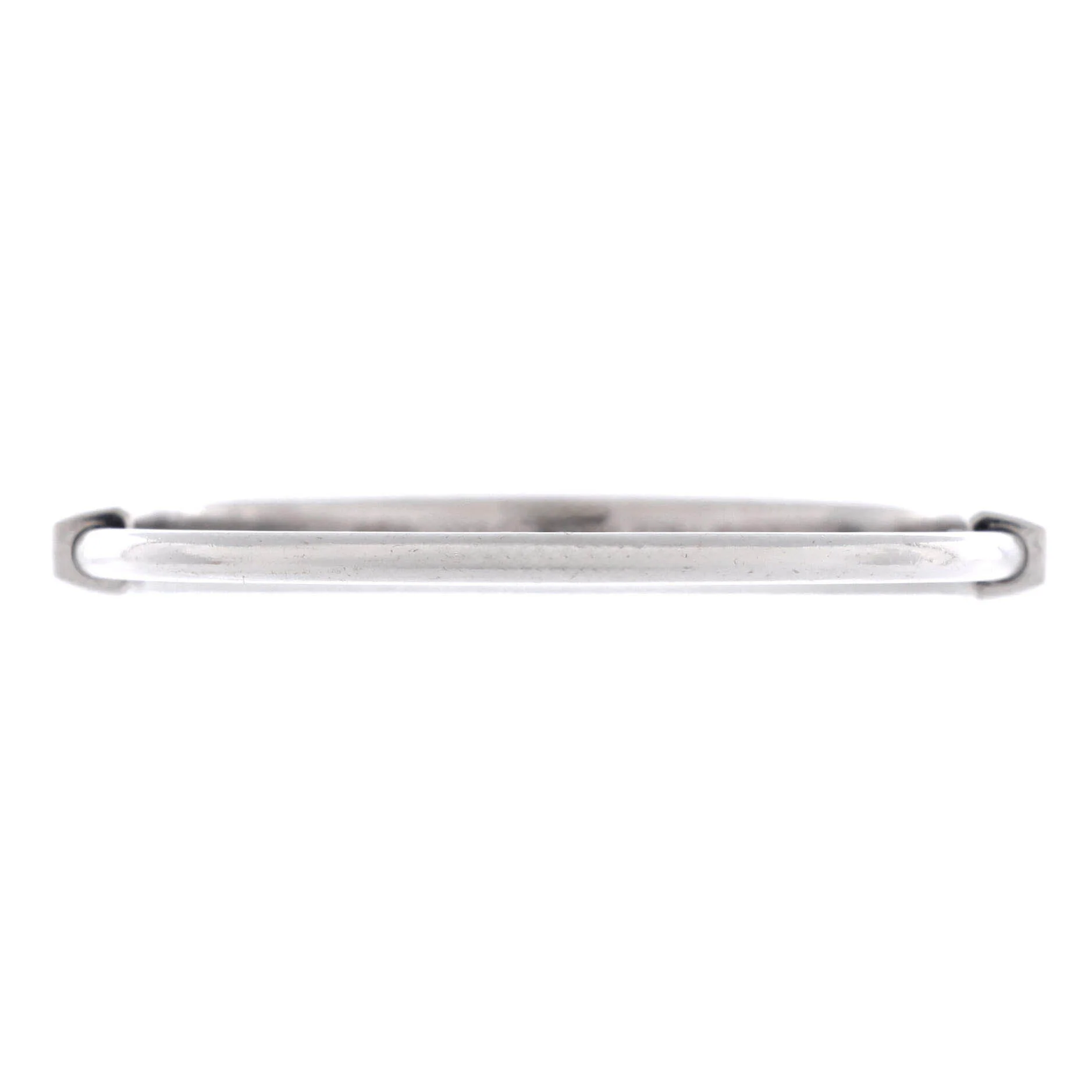 Lock Bangle Bracelet 18K White Gold with Half Pave Diamonds Narrow