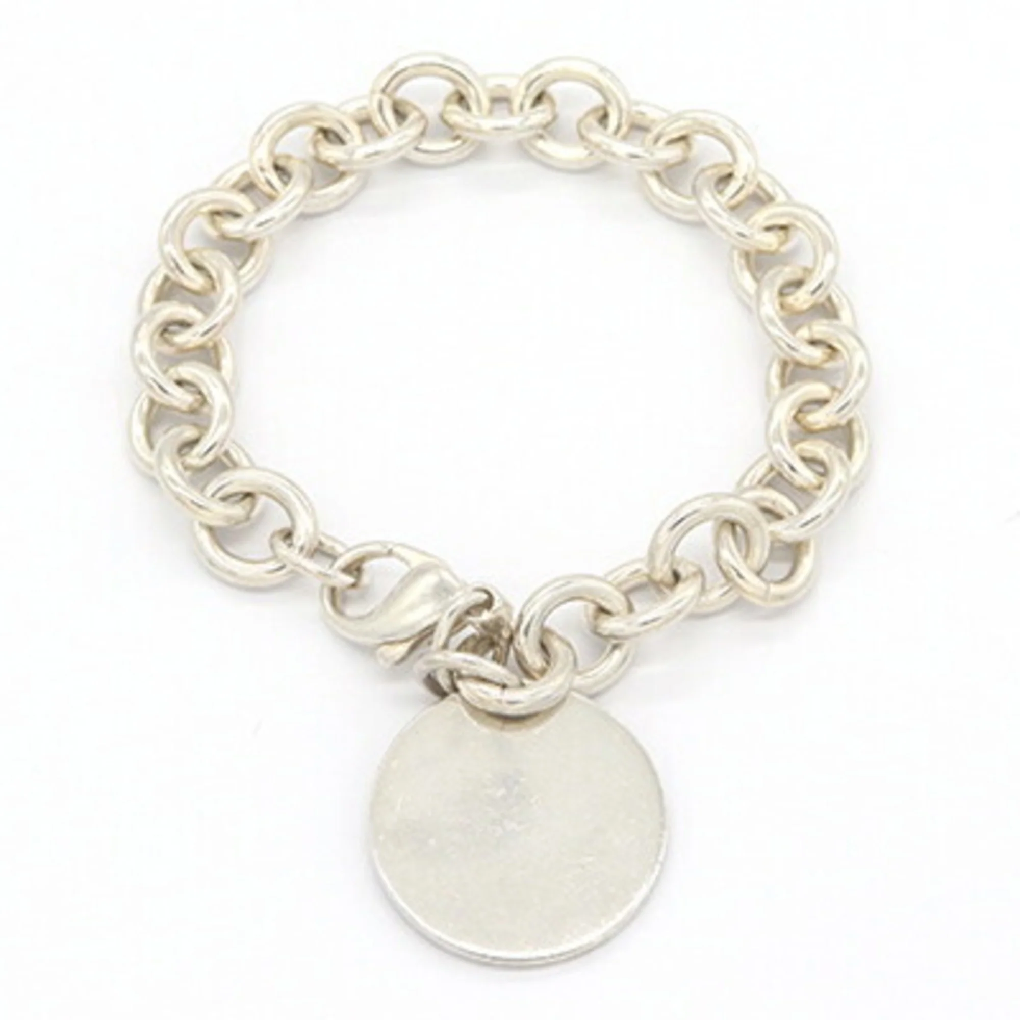 Round Tag Charm Bracelet Sterling Silver - Image 2