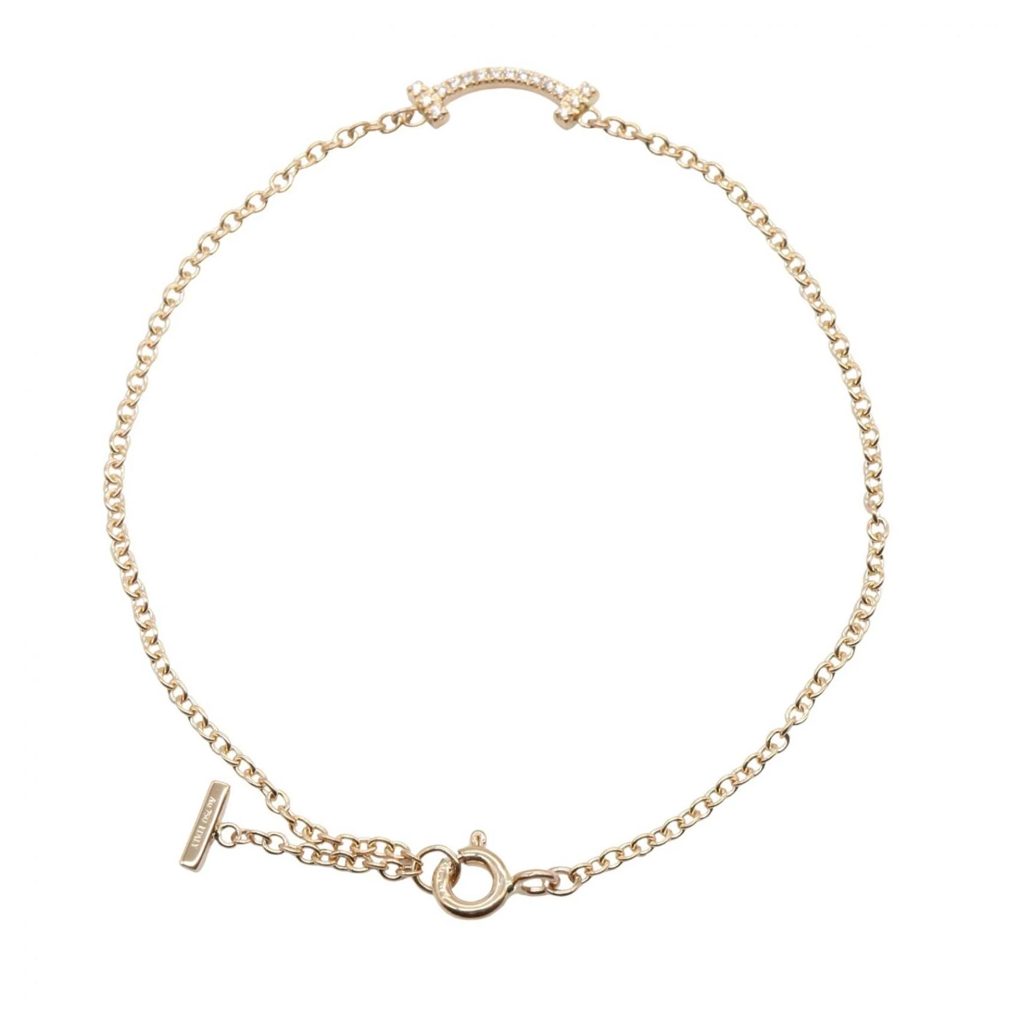 T Smile Mini Pendant Necklace 18K Rose Gold with Diamonds - Image 2
