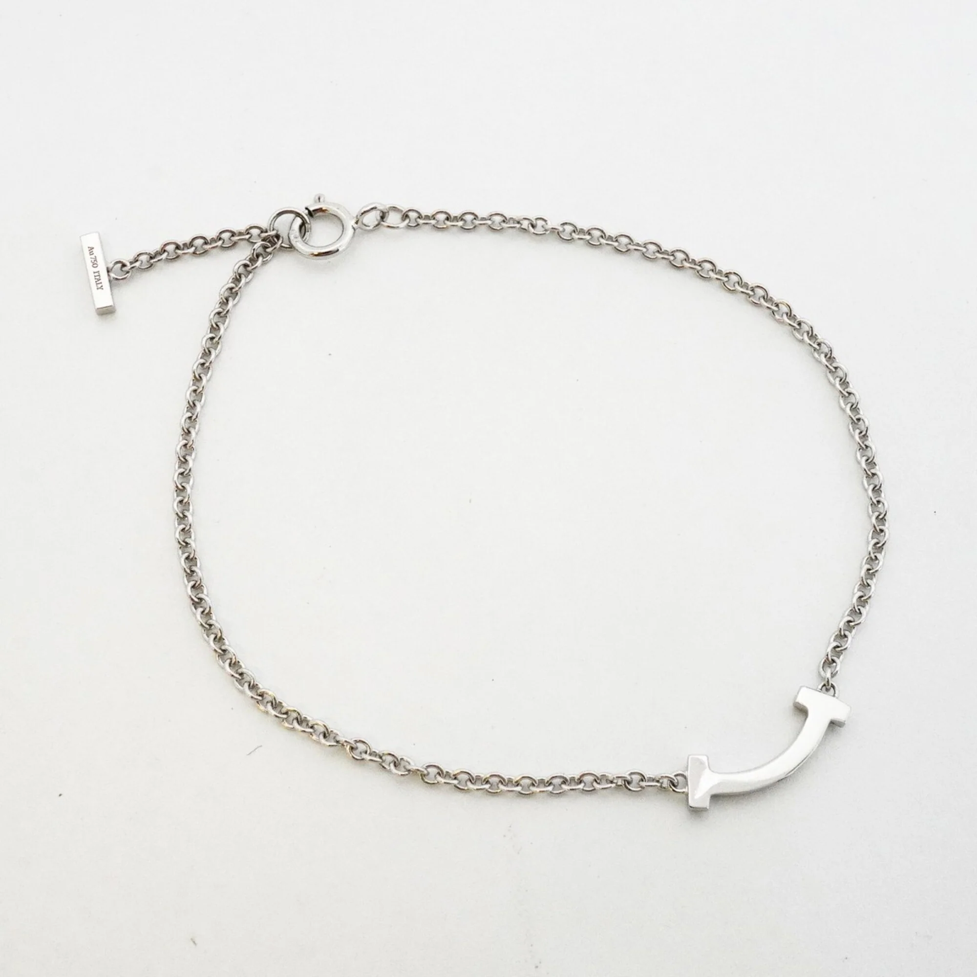 T Smile Mini Pendant Necklace 18K White Gold with Diamonds - Image 2