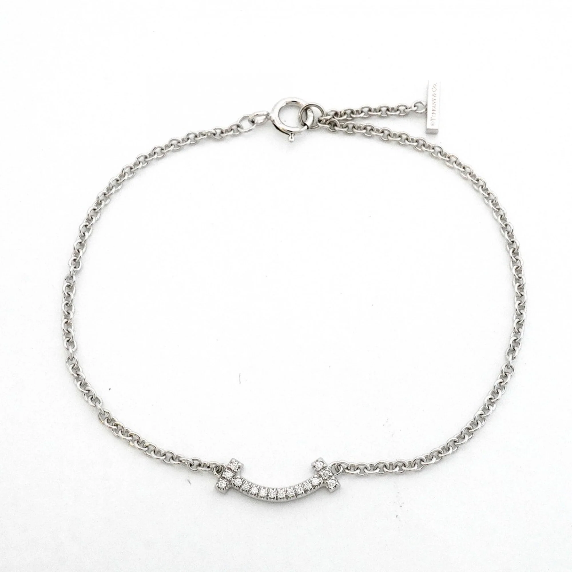 T Smile Mini Pendant Necklace 18K White Gold with Diamonds - Image 3