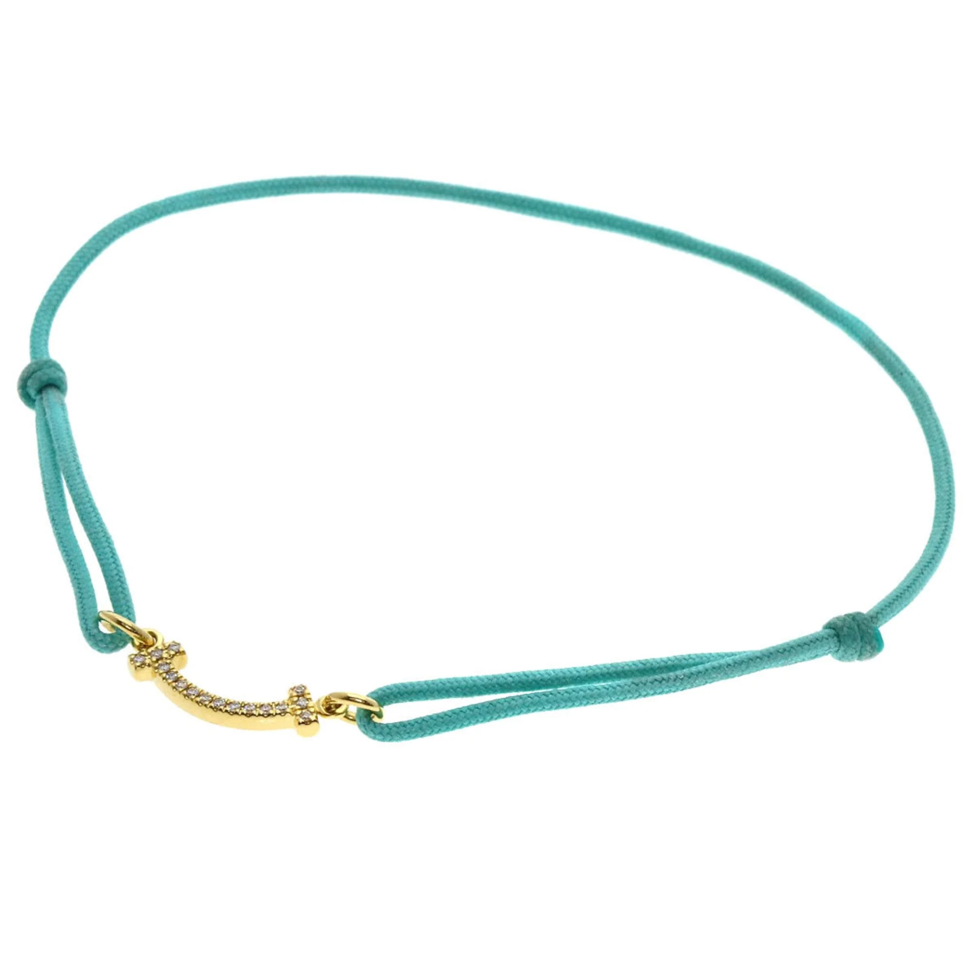 T Smile Mini Pendant Necklace 18K Yellow Gold with Diamonds