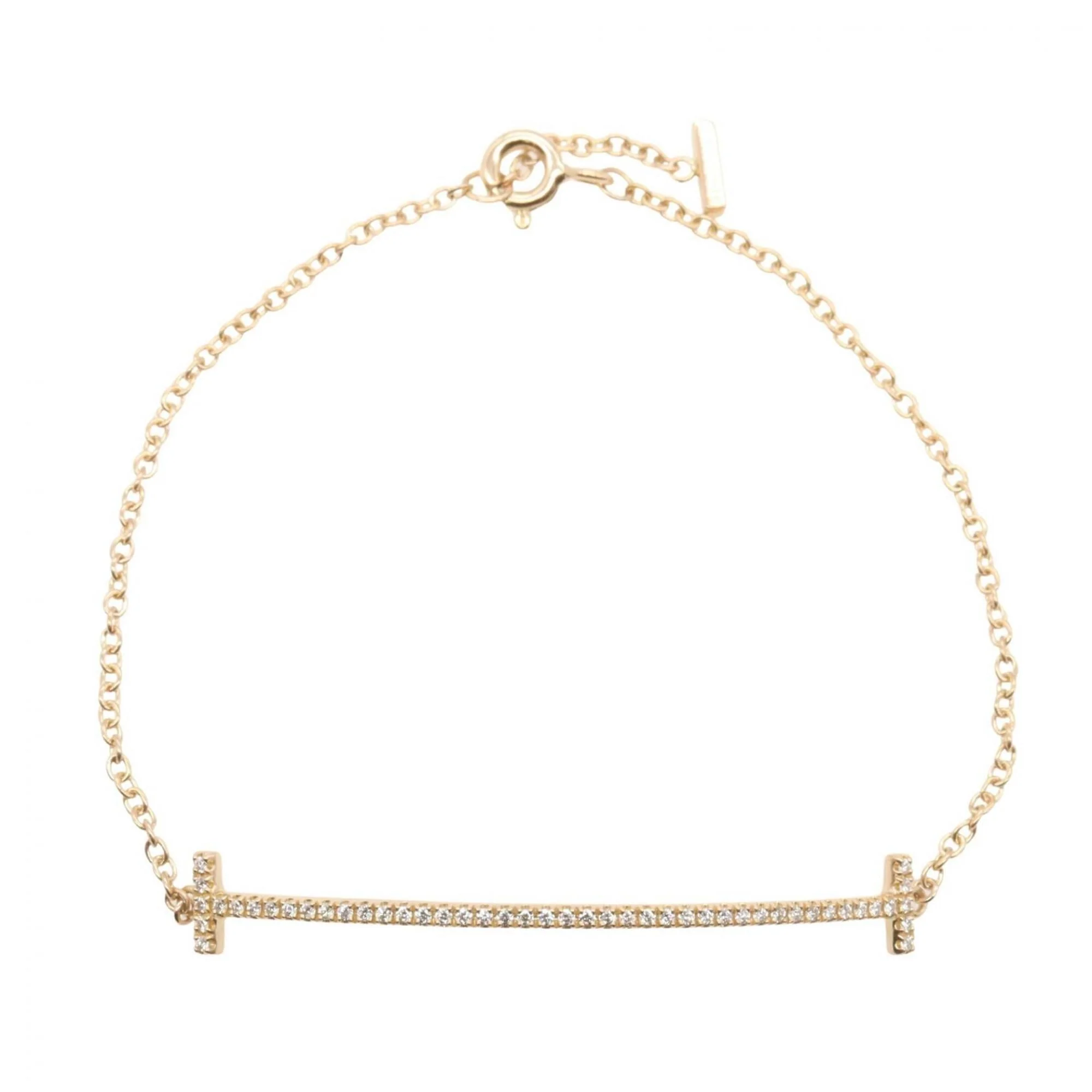 T Smile Pendant Necklace 18K Rose Gold with Diamonds