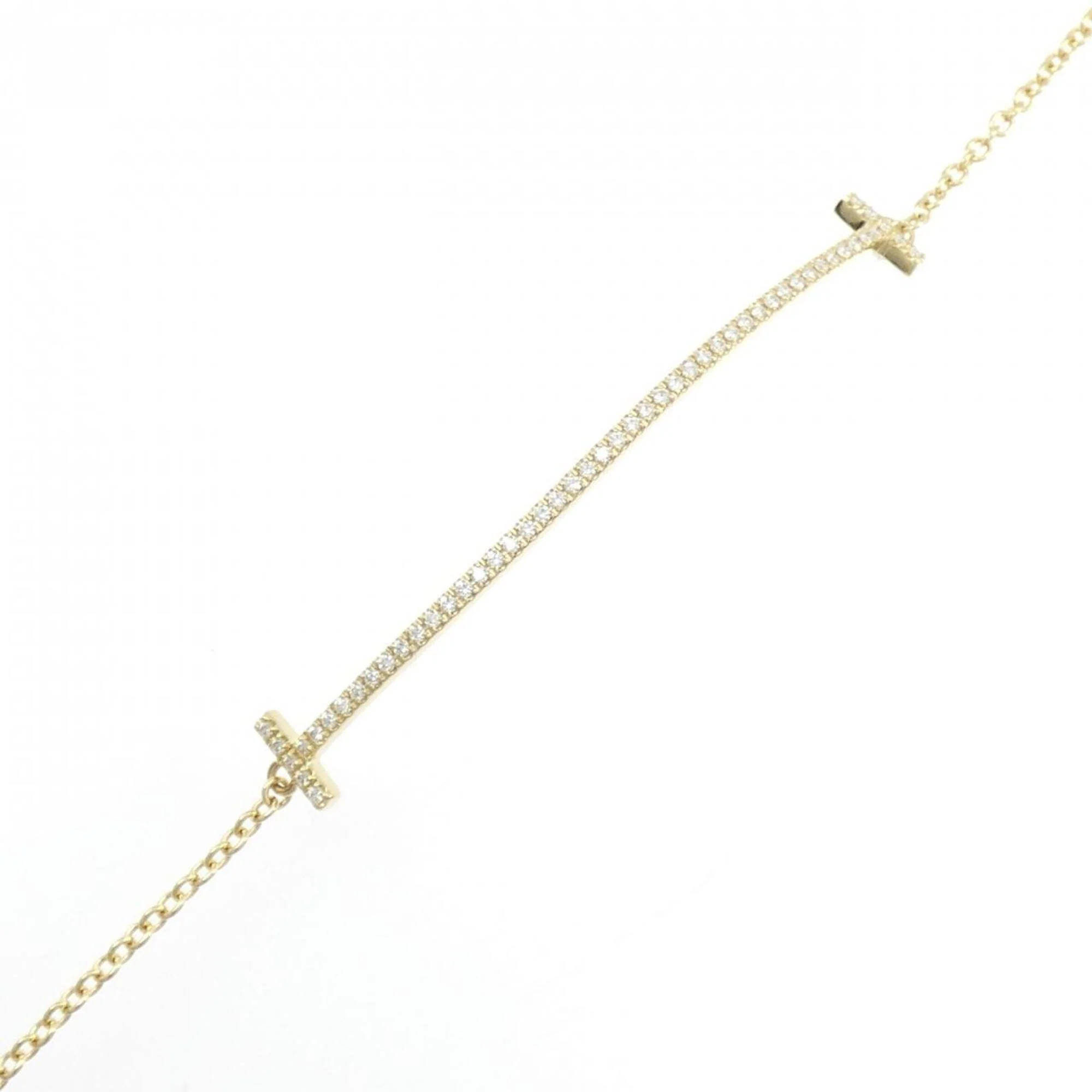T Smile Pendant Necklace 18K Yellow Gold with Diamonds