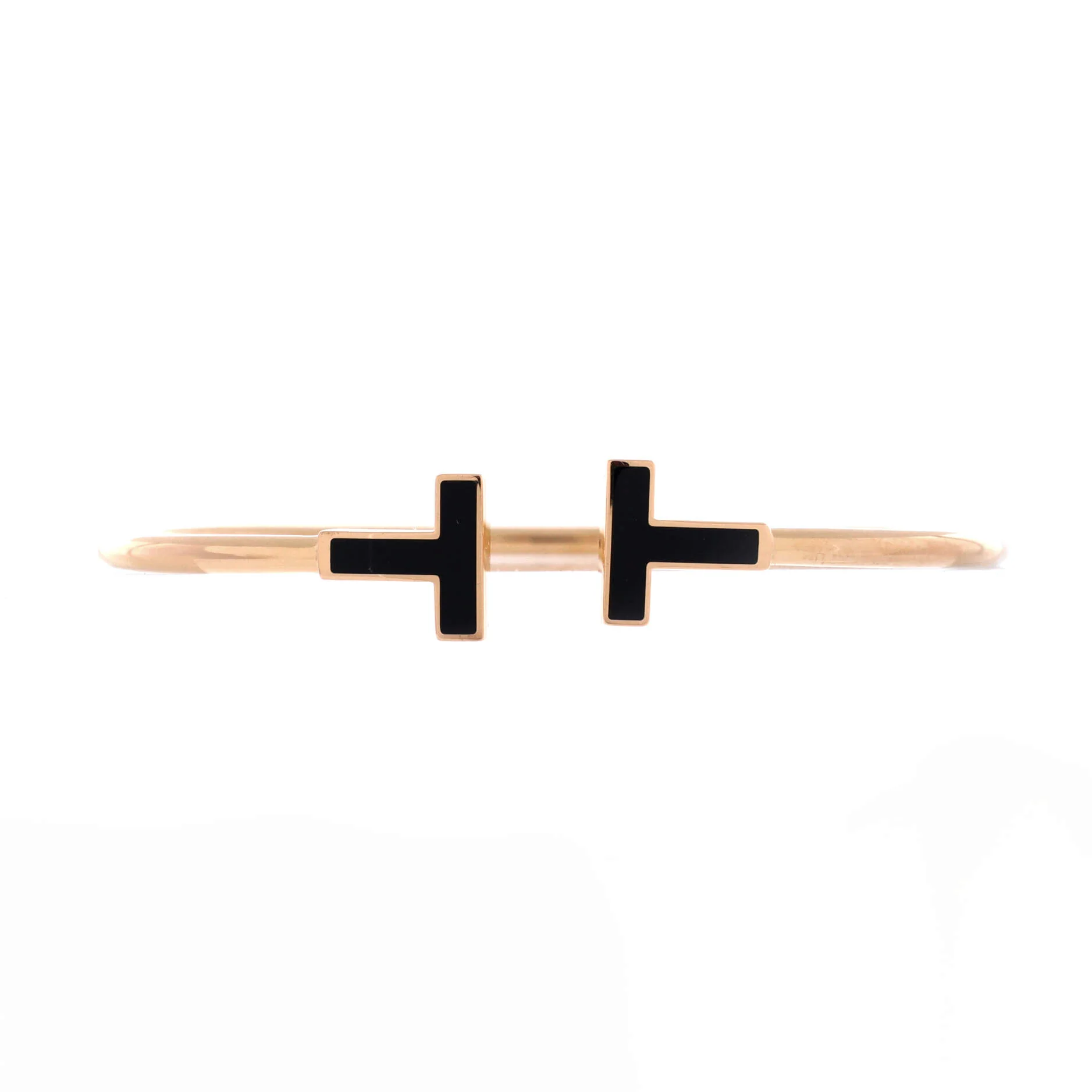 T Wire Bracelet 18K Rose Gold with Onyx